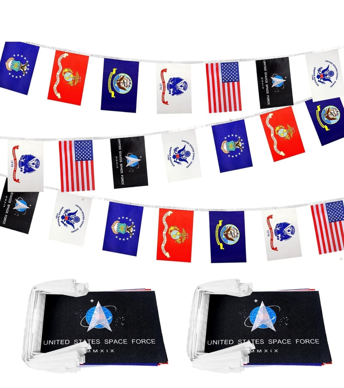 USA Military Flags Banner Set All Branches Bunting Flags for Memorial Day,Vetera - Image 1