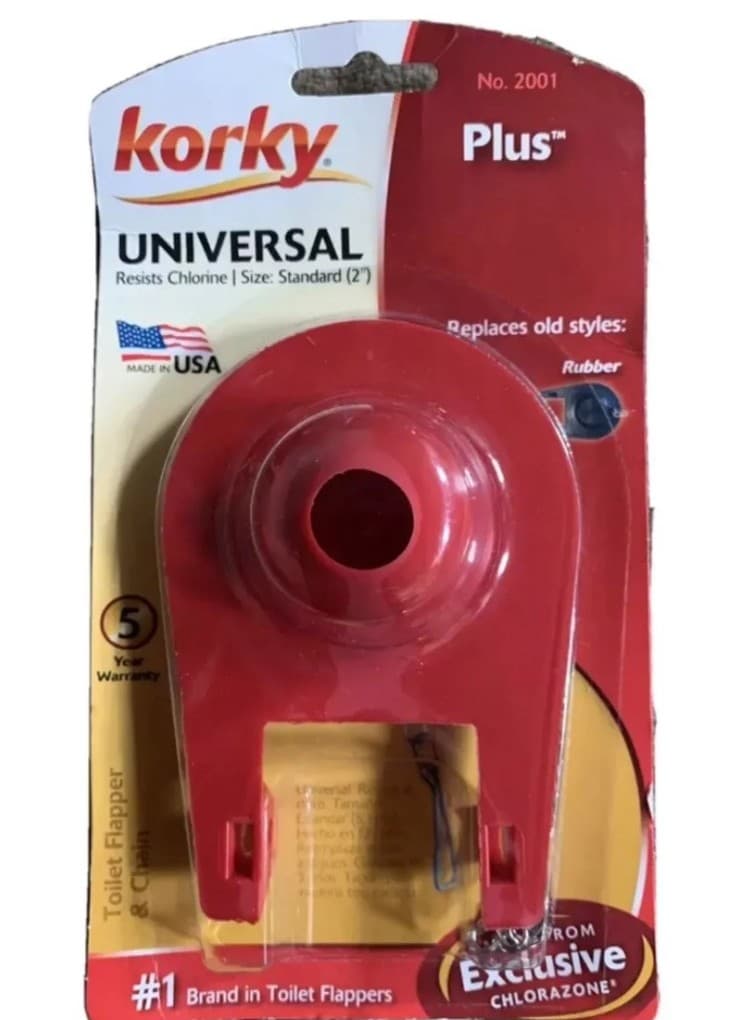 Korky Universal Plus Toilet Flapper Red Resists Chlorine - Image 1