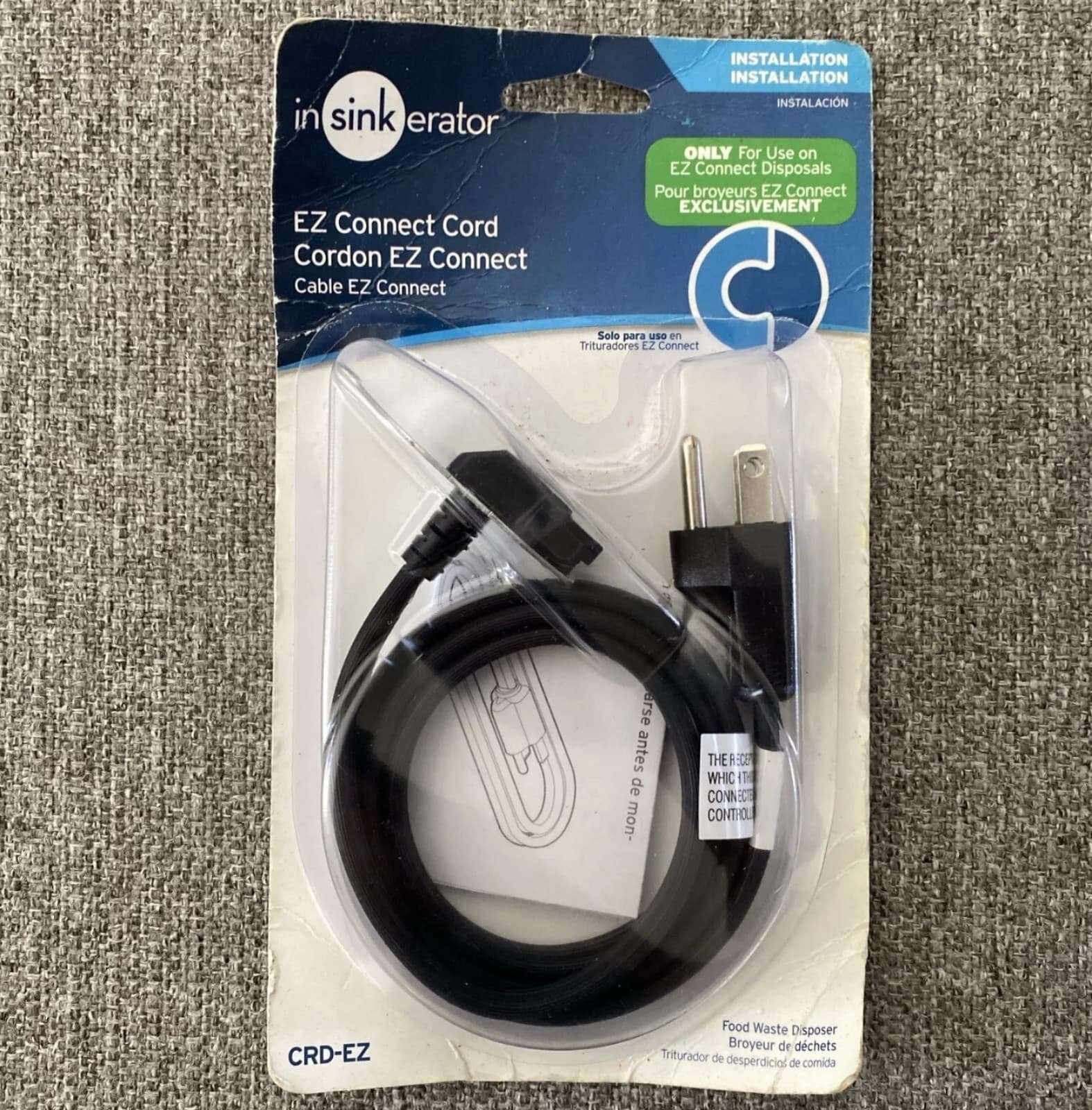 InSinkErator Garbage Disposal EZ Connect Power Cord 3' CRD-EZ - Image 1