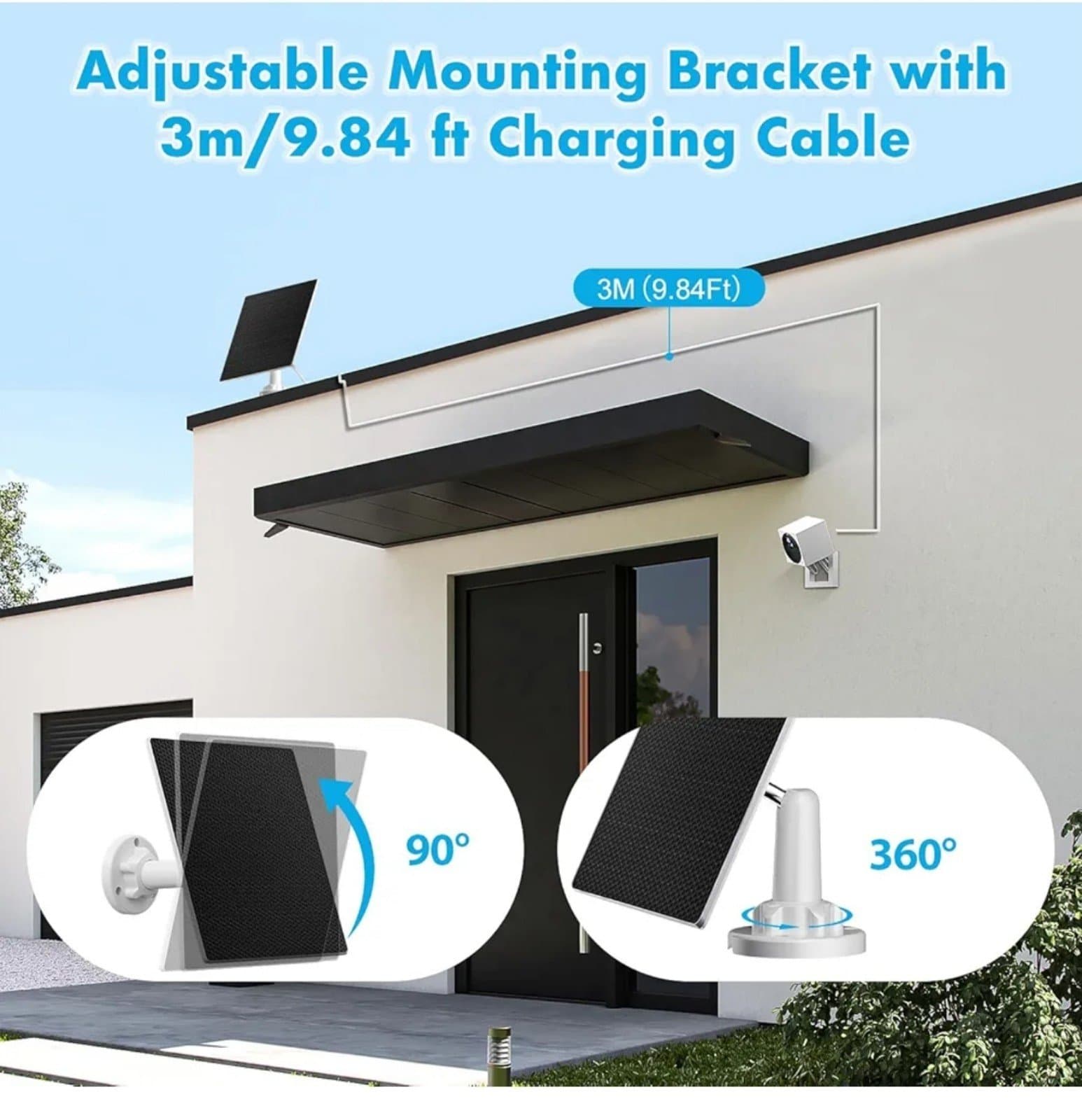 Solar Panel for Security Camera,5W USB Solar Panel for DC 5V Security Camera - Thumbnail 4