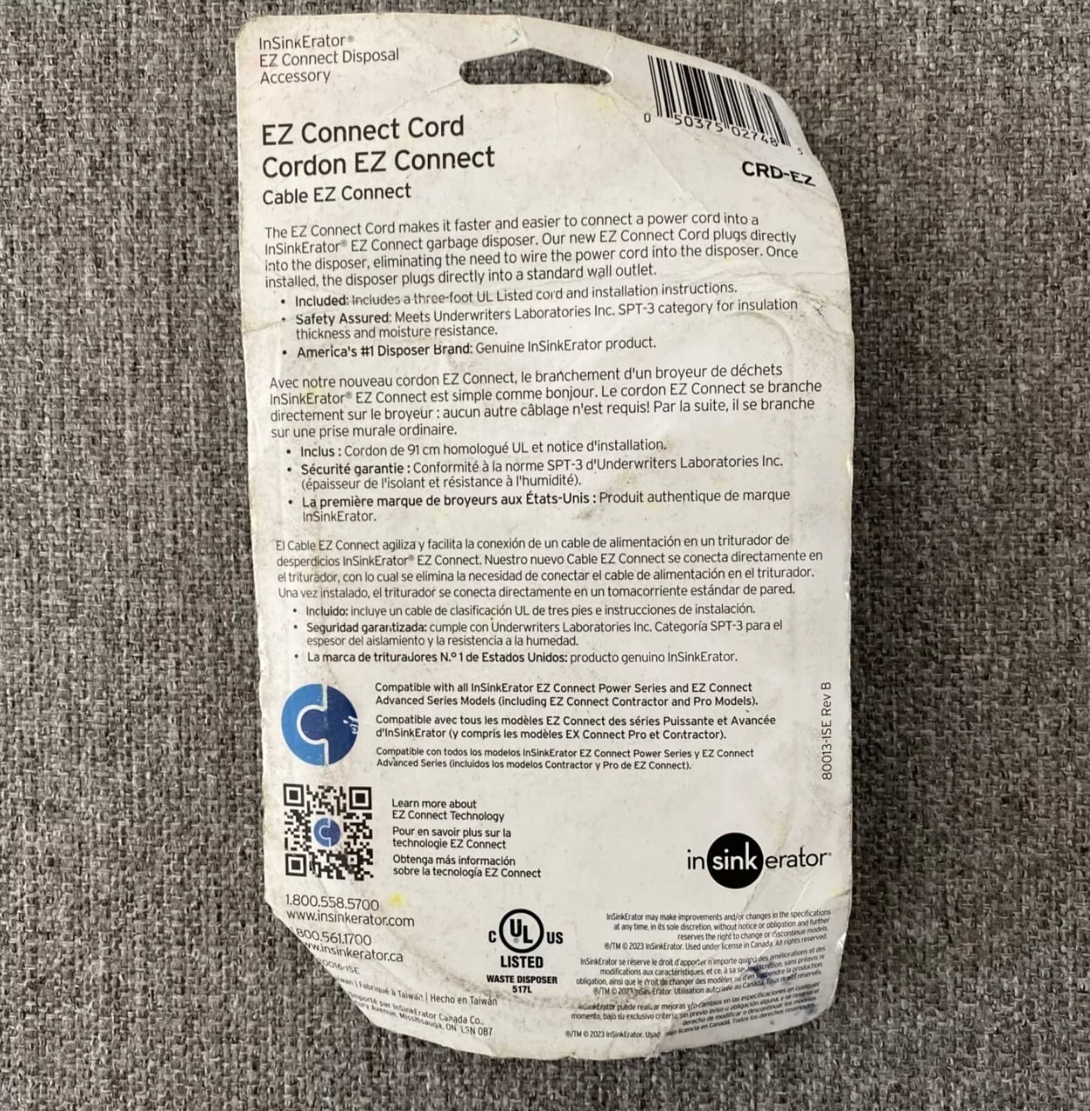 InSinkErator Garbage Disposal EZ Connect Power Cord 3' CRD-EZ - Thumbnail 2