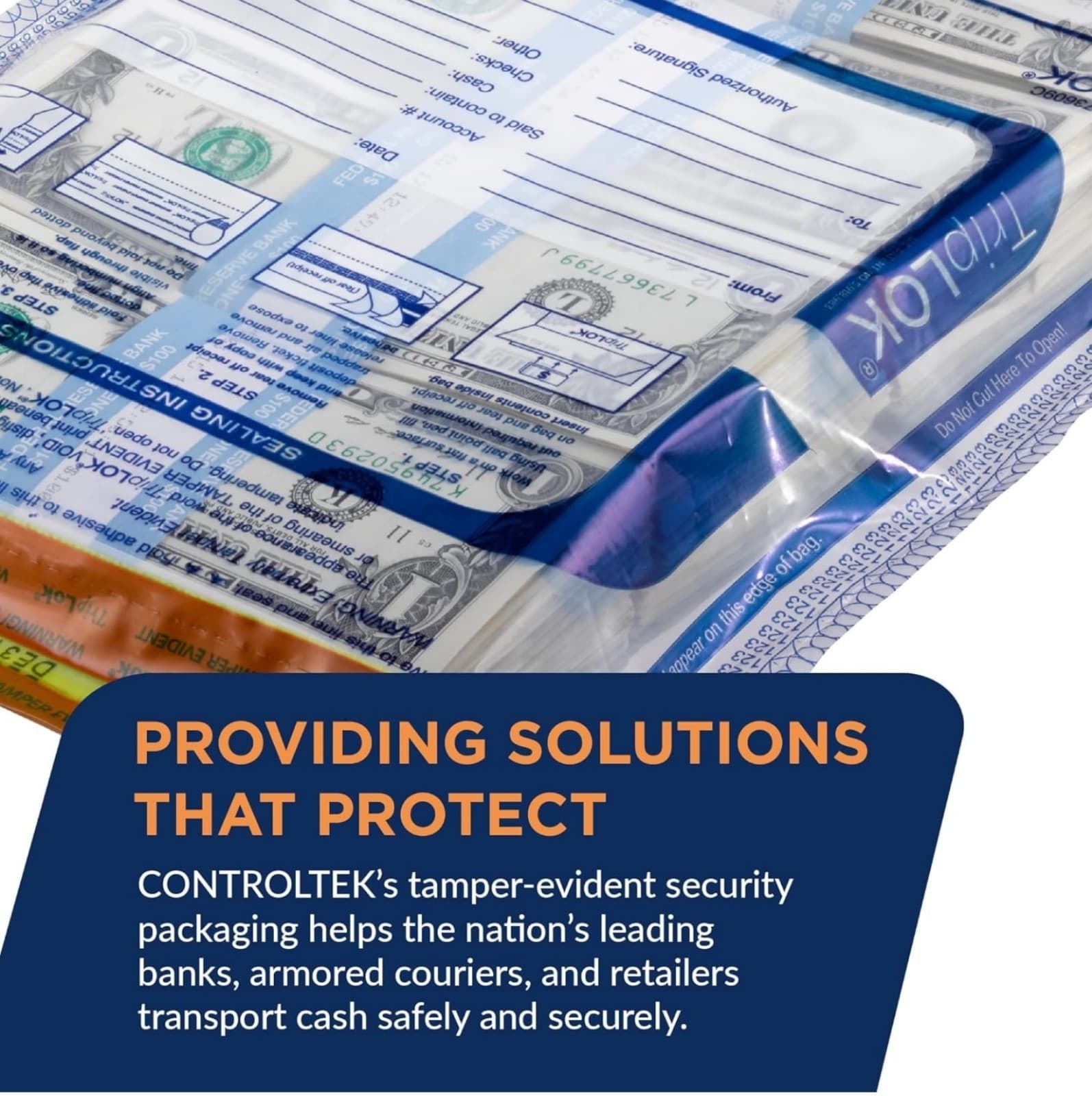 ControlTek TripLok 9" x 12", White with Pocket, 100 Bags, Tamper-Evident Deposit - Thumbnail 5