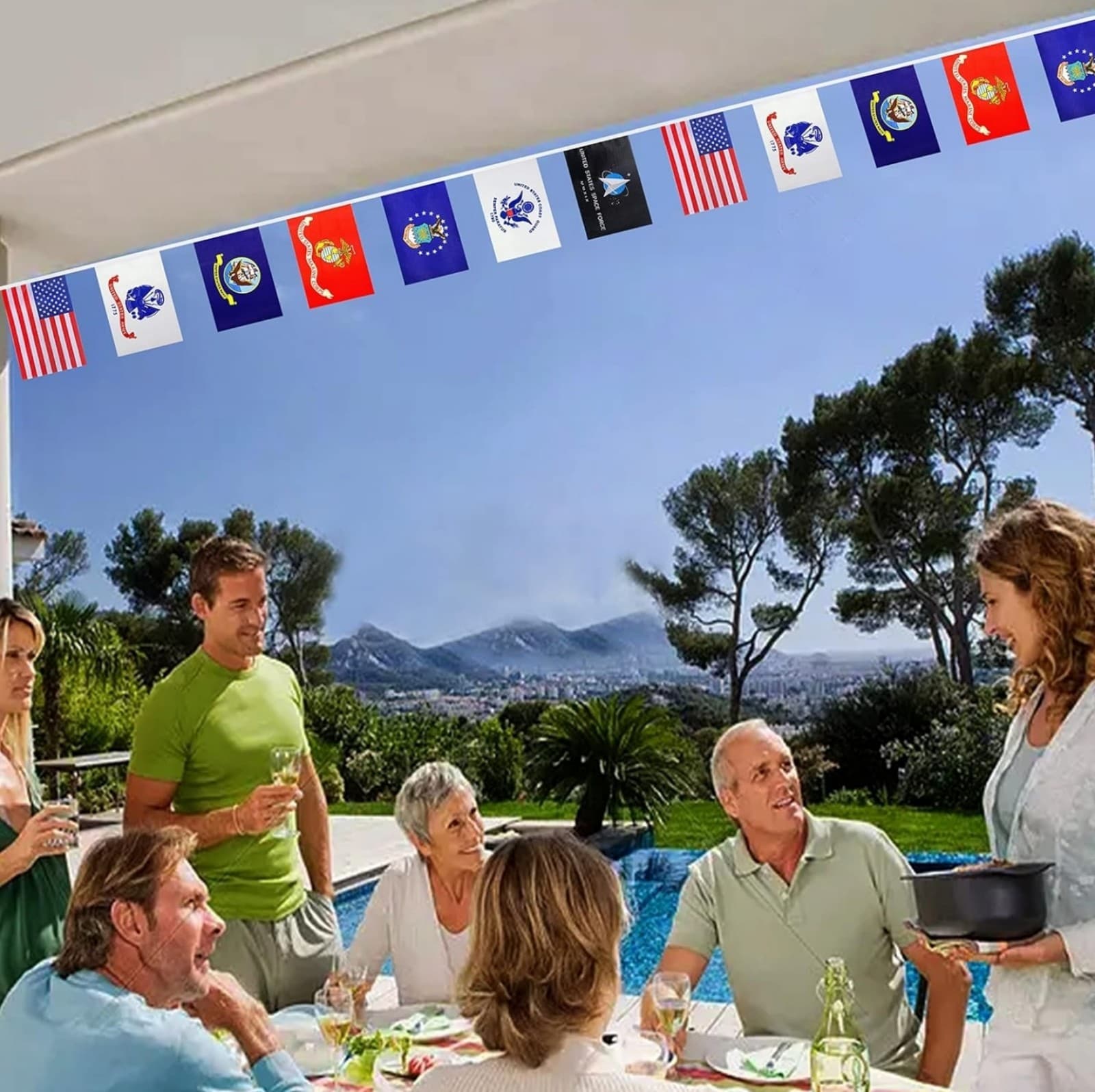 USA Military Flags Banner Set All Branches Bunting Flags for Memorial Day,Vetera - Thumbnail 6