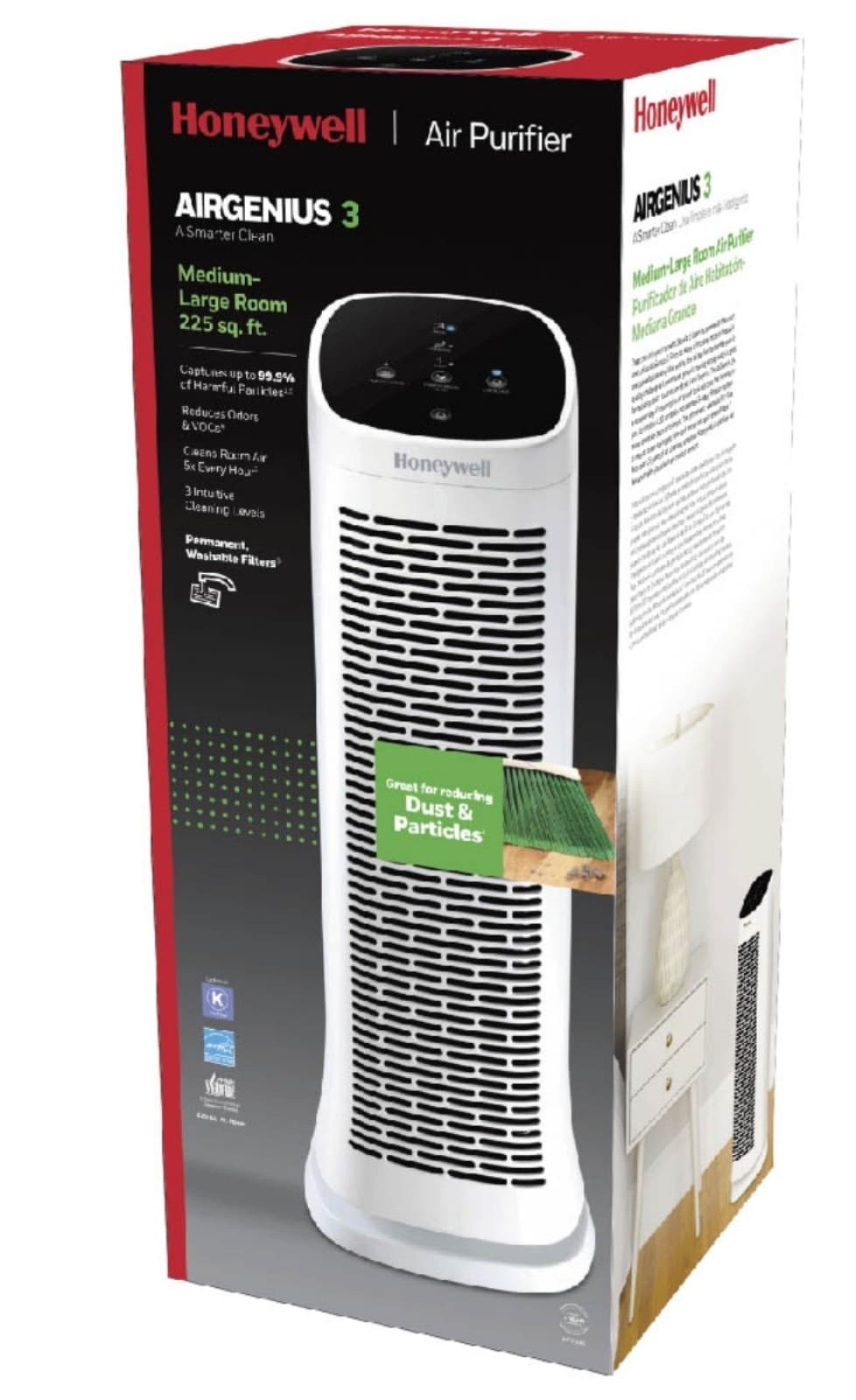 Honeywell Air Genius 3 Oscillating Tower Air Purifier with Permanent Washable - Thumbnail 5