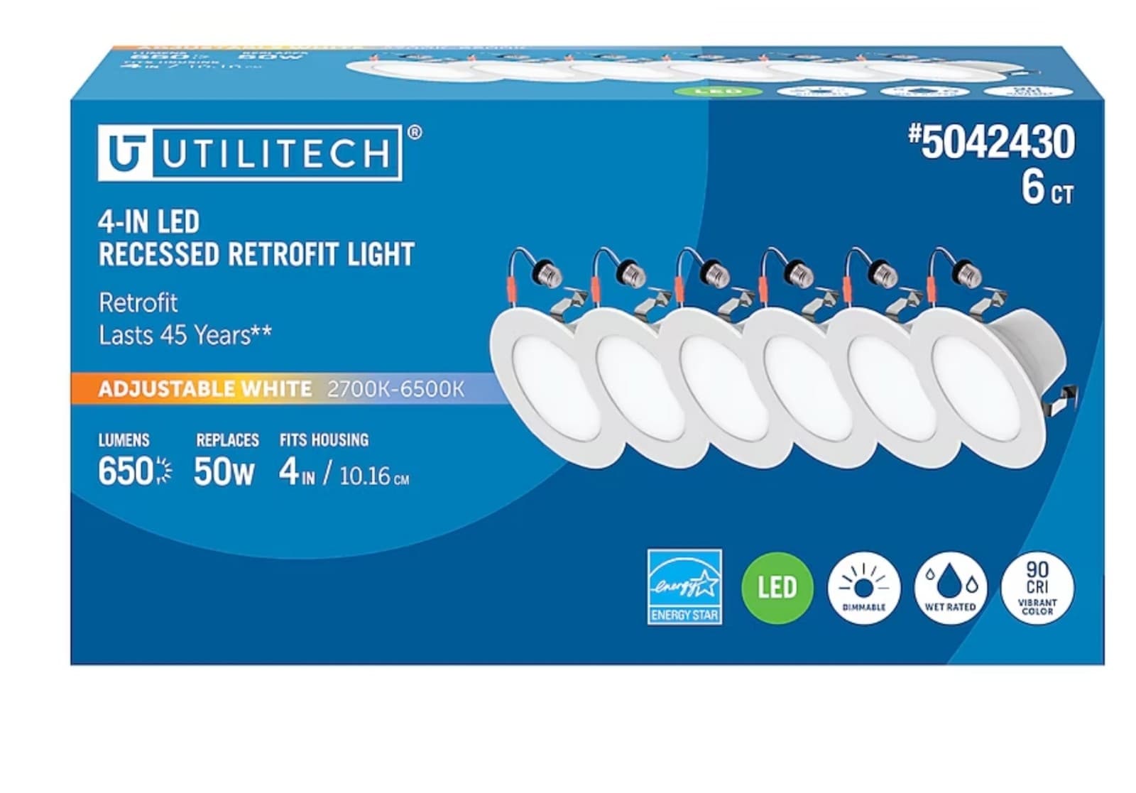 Retrofit Kit White 4-in 650-Lumen Switchable White Round Dimmable LED Canned - Image 1