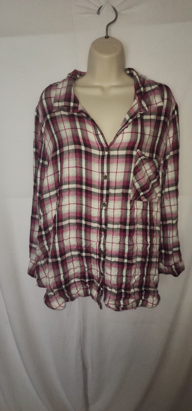 Faded Glory XXL Plaid Shirt Pink & Black - Image 1