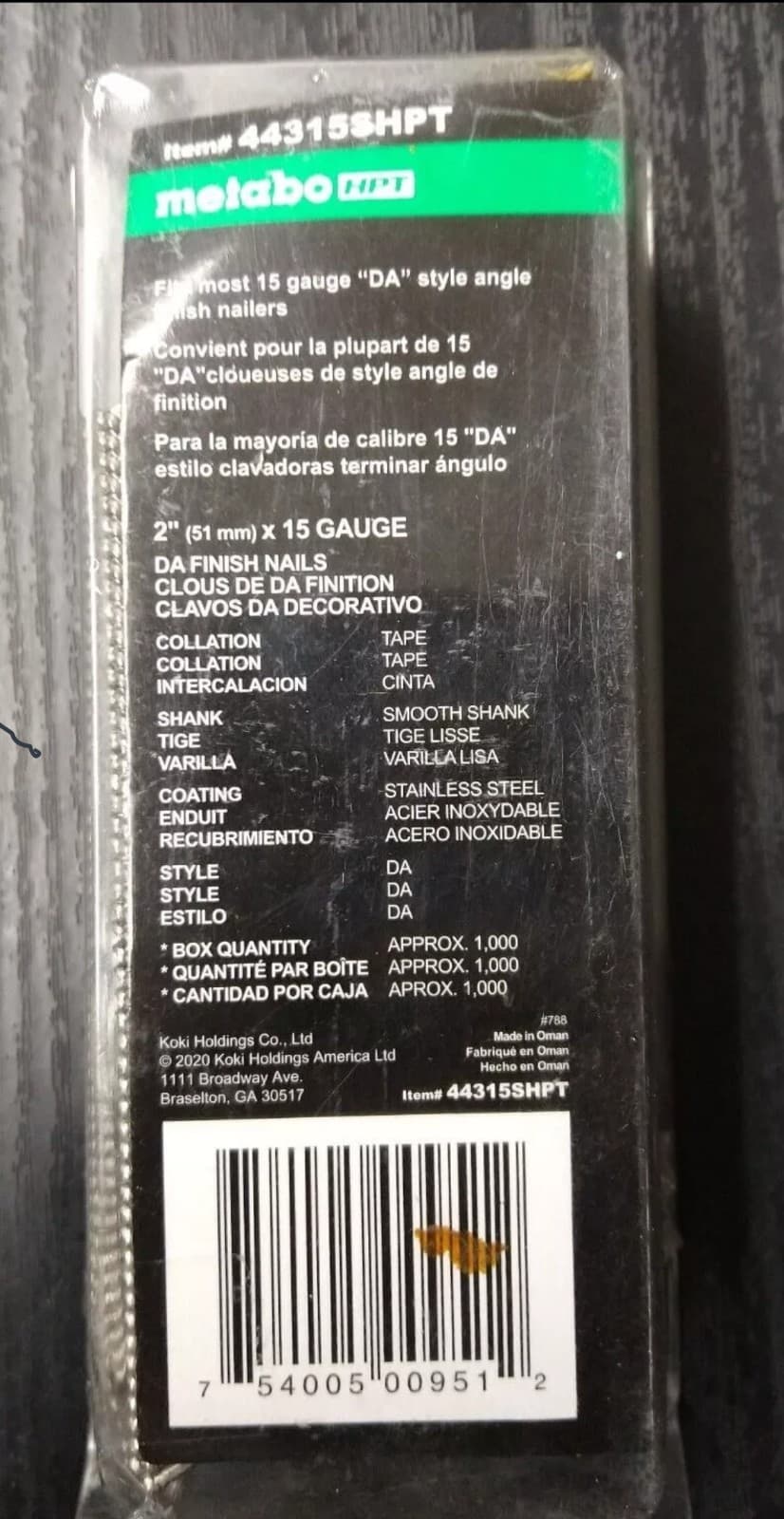 Metabo HPT Finish Nails 2inch x 15 Gauge Stainless Steel 1000 Count 44315SHPT - Thumbnail 2