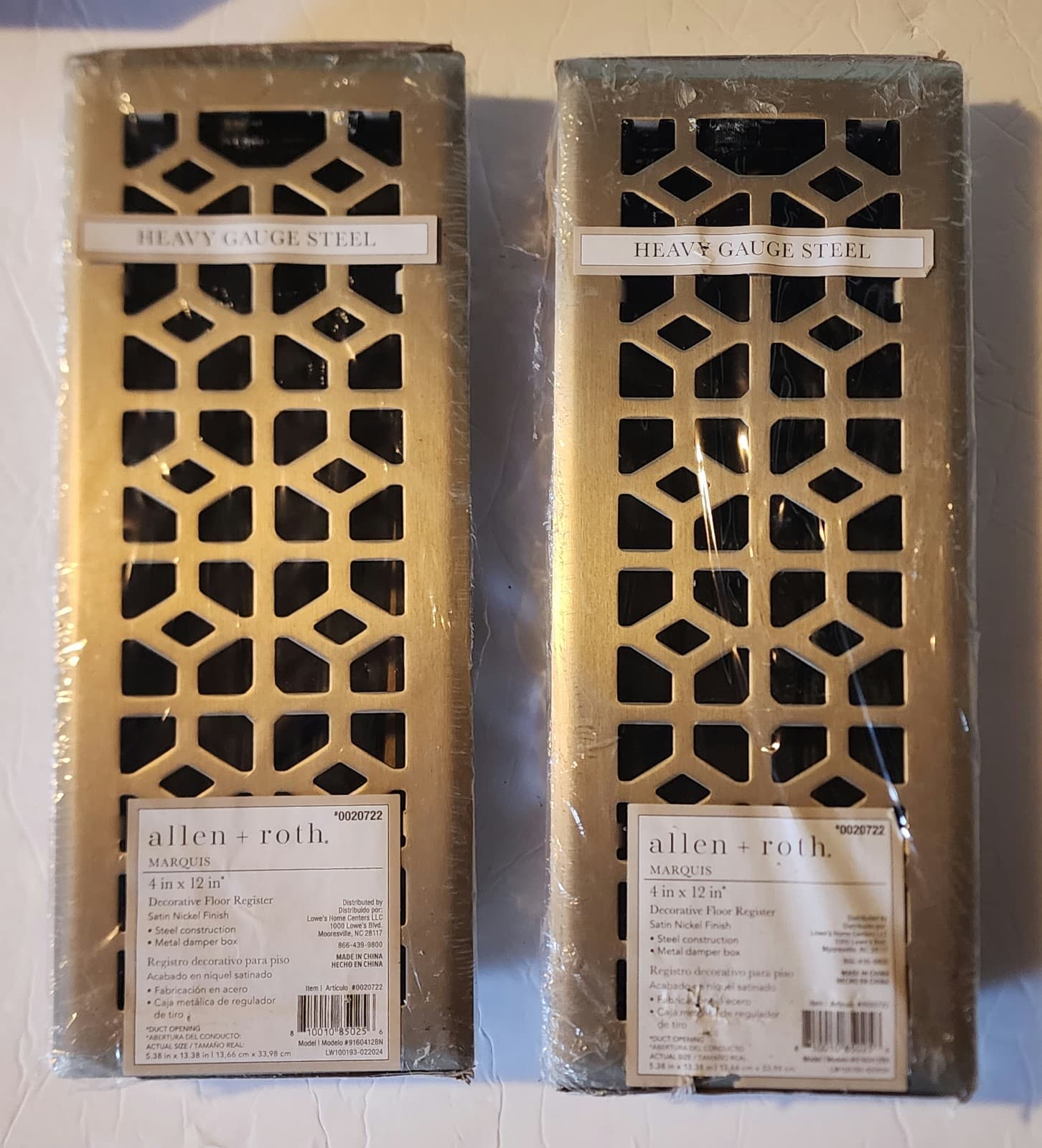 Marquis Floor Register 4in x 12in Satin Nickel Finish by Allen + Roth - Thumbnail 3