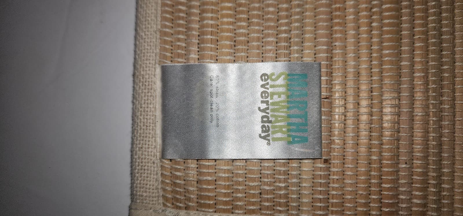 MARTHA STEWART Placemats Cotton Woven WPM Ribbed Stripe Stone 4ct - Thumbnail 2