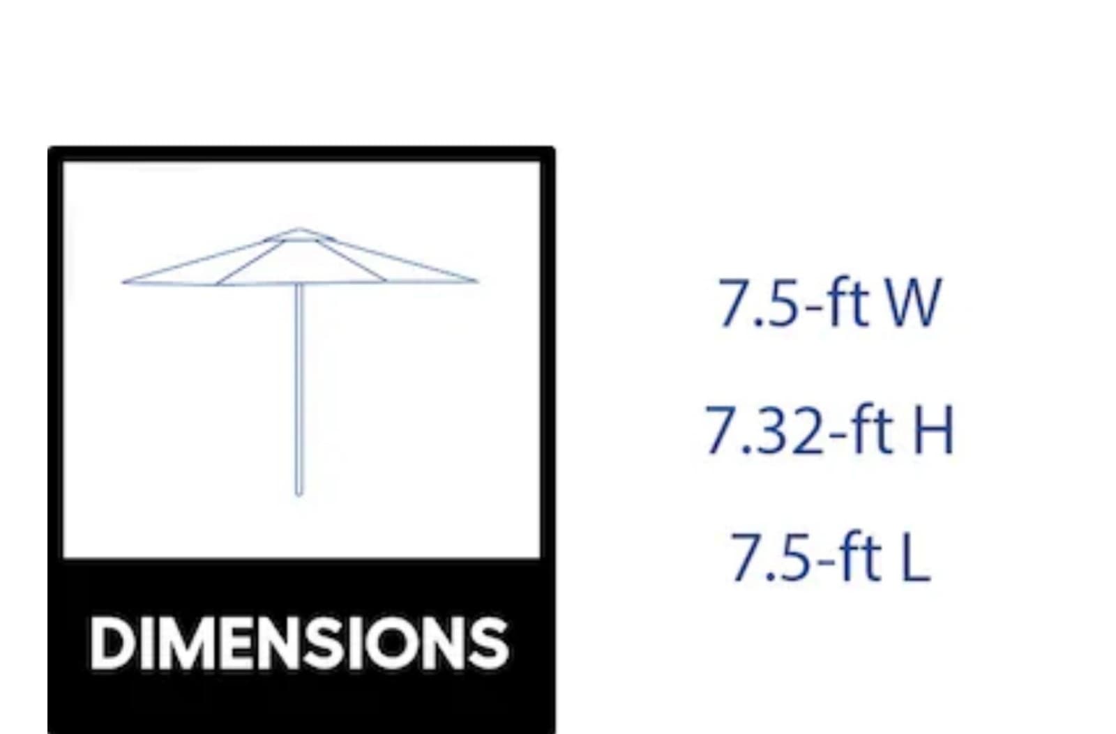 Style Selections 7.5-ft Steel Blue Push-button Tilt Market Patio Umbrella - Thumbnail 10