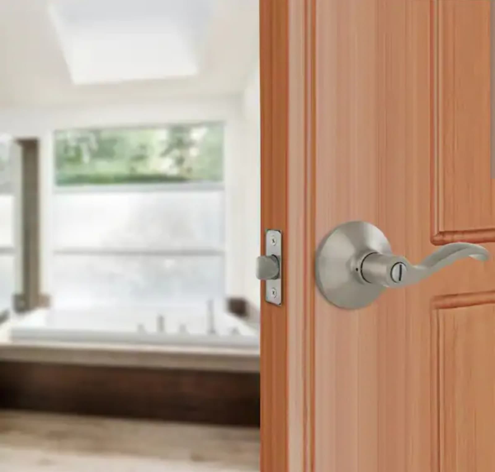 Defiant Naples Satin Nickel Bed/Bath Door Lever - Thumbnail 3