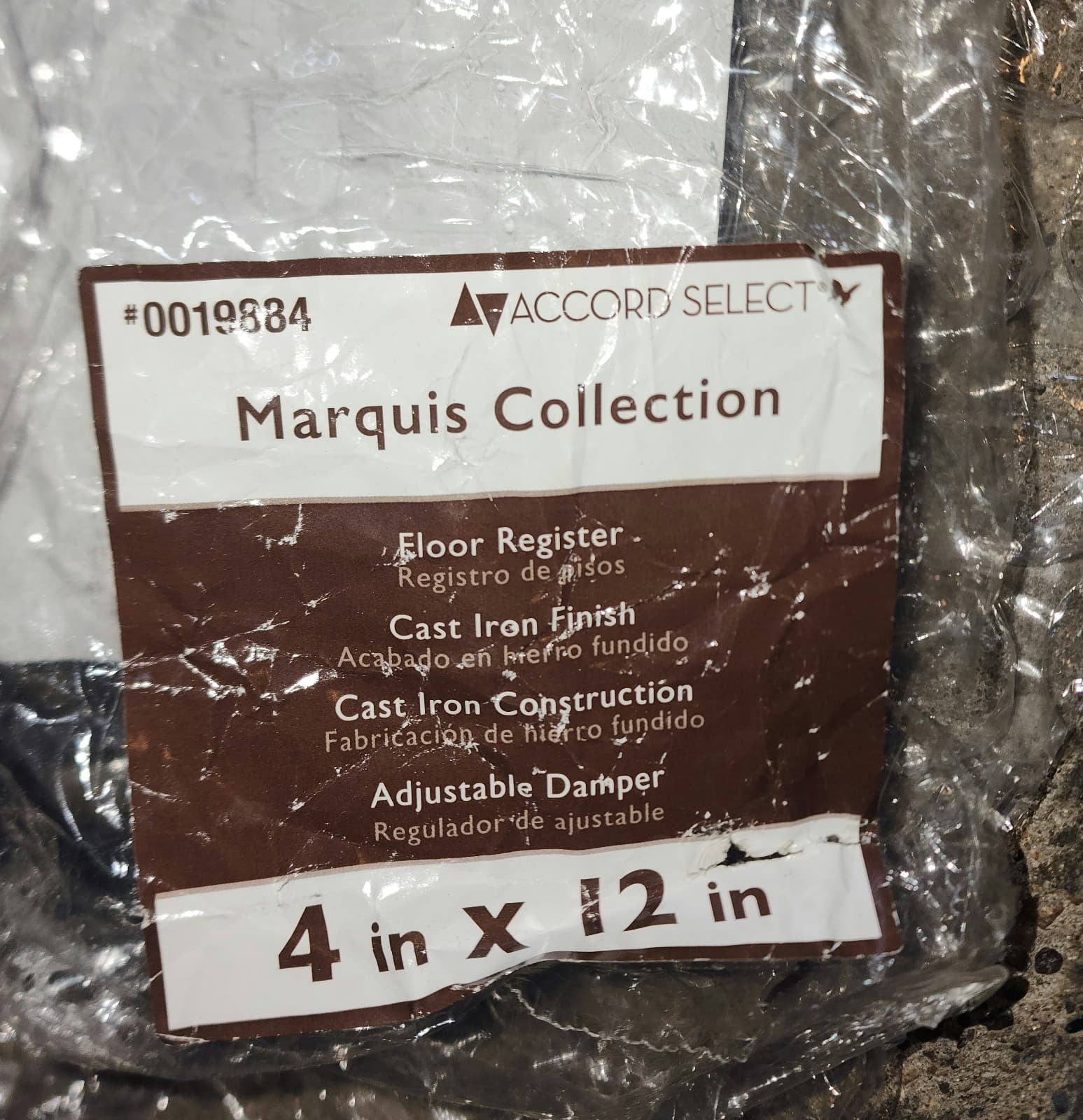 Floor Register 4" x 12" "Marquis Collection" Cast Iron - 0019844 Accord Select - Thumbnail 5