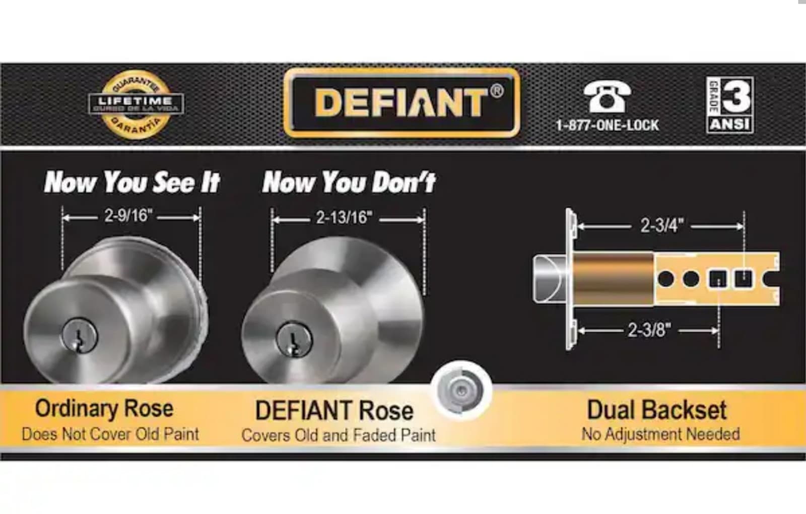 Defiant Naples Satin Nickel Bed/Bath Door Lever - Thumbnail 2