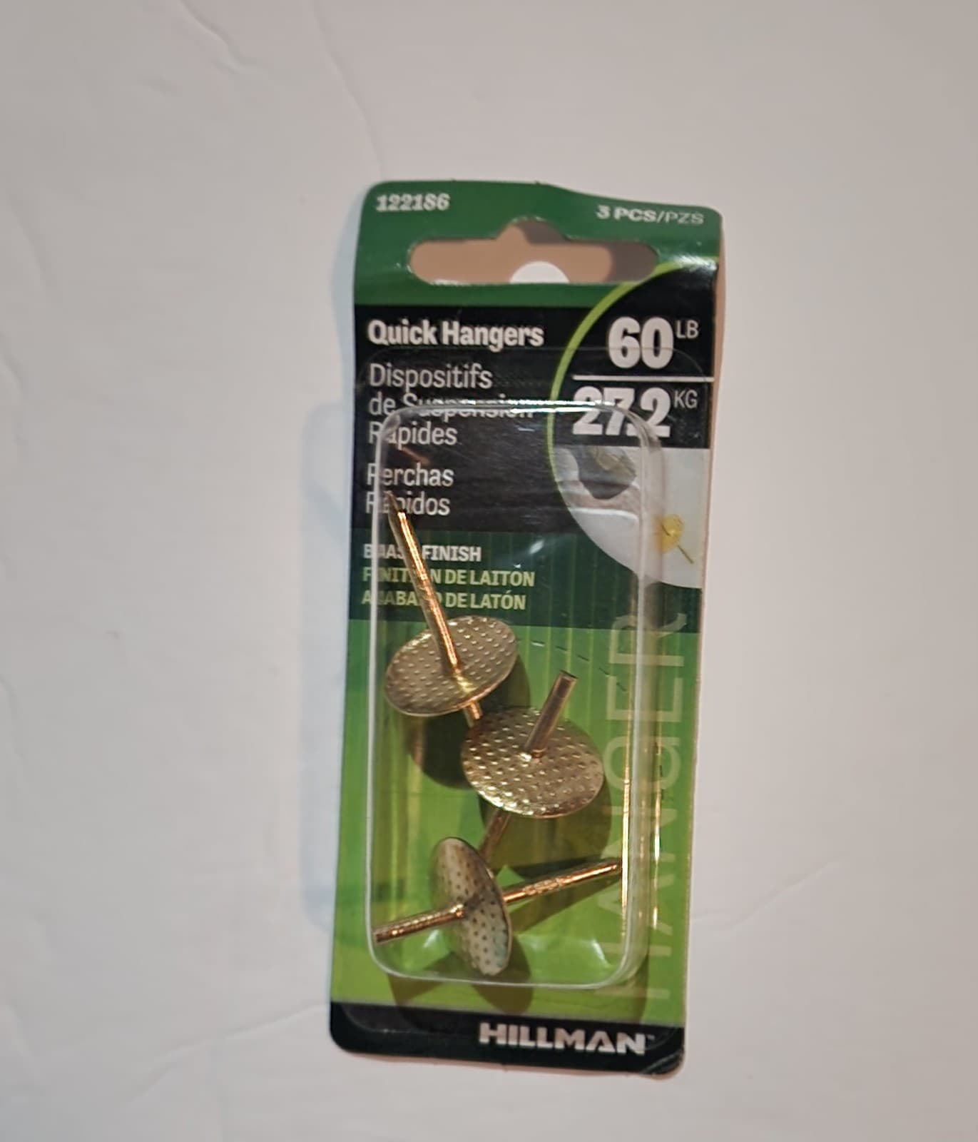 Brass 60 lbs. Capacity Quick Picture Hanger 10pk. Hillman 122186 - Image 1