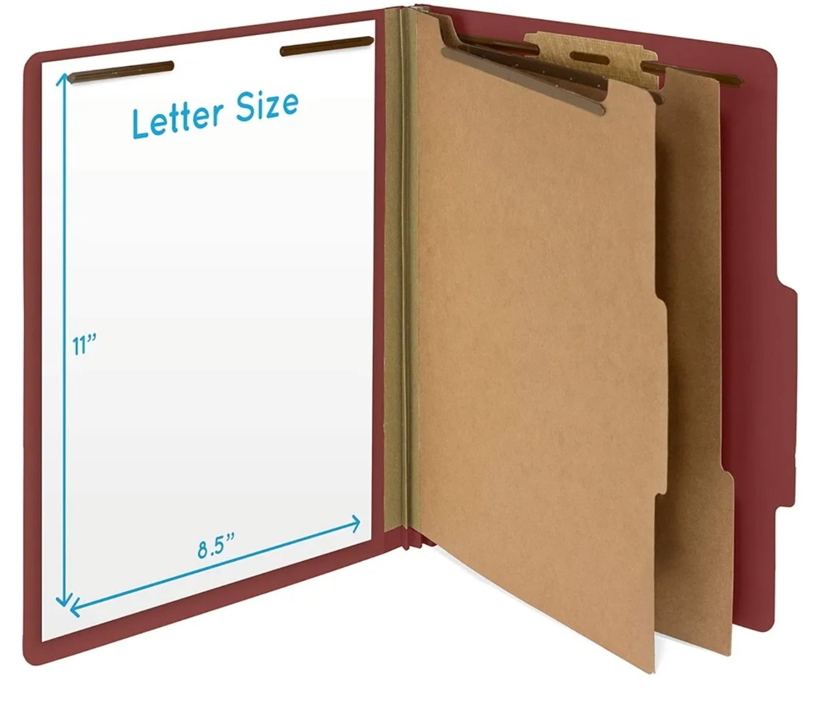 Red Classification Folders - 2 Divider - 2 Inch Tyvek Expansions - 2 Prong 10ct - Thumbnail 2