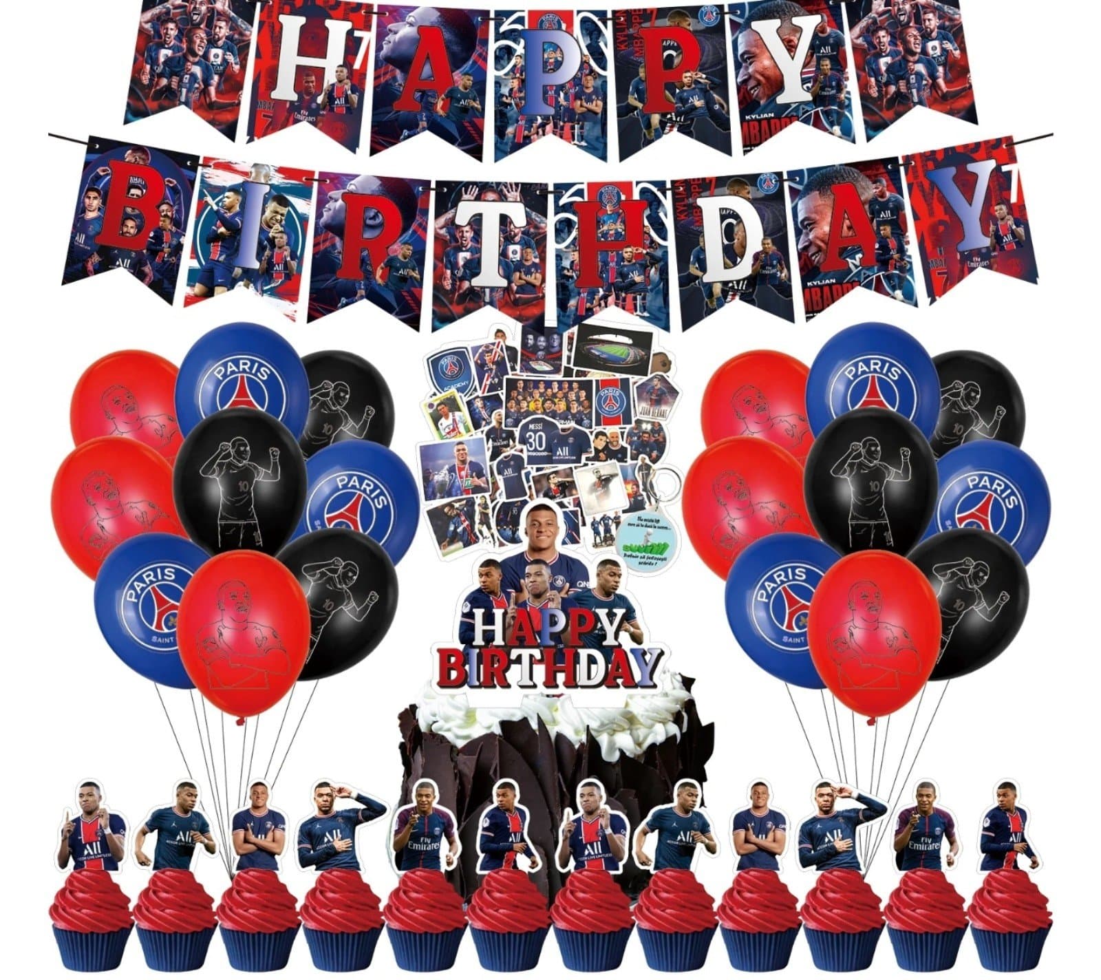 Kylian Soccer Theme Birthday Party Decor 82pcs - Image 1