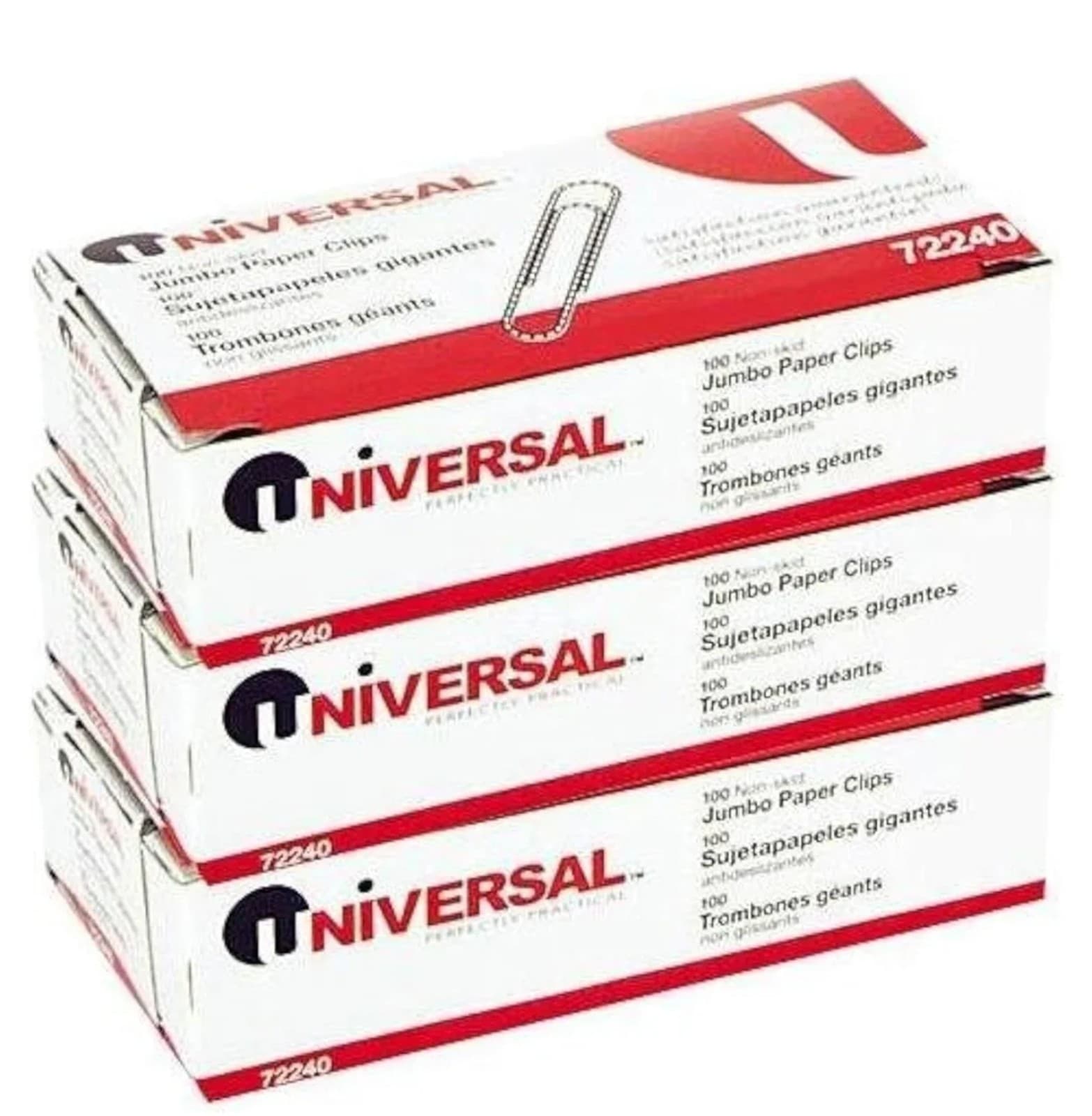 Universal Nonskid Paper Clips, Wire, Jumbo, Silver-100 ct, 8 packs - Image 1