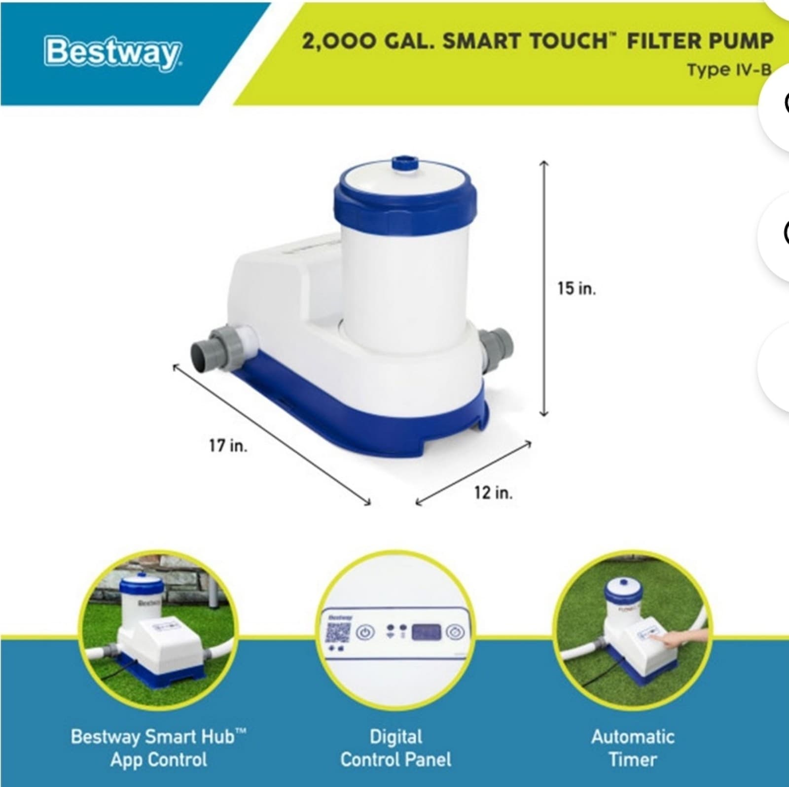 Bestway Flowclear Smart Touch 2,000 GPH WiFi Pool Filter Pump System - Thumbnail 2