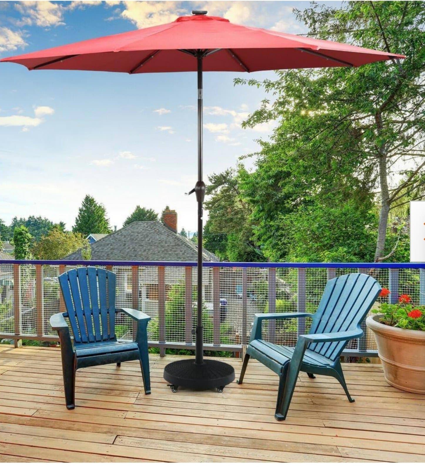 Resin Patio Umbrella Base in Black with Wheels - Thumbnail 3