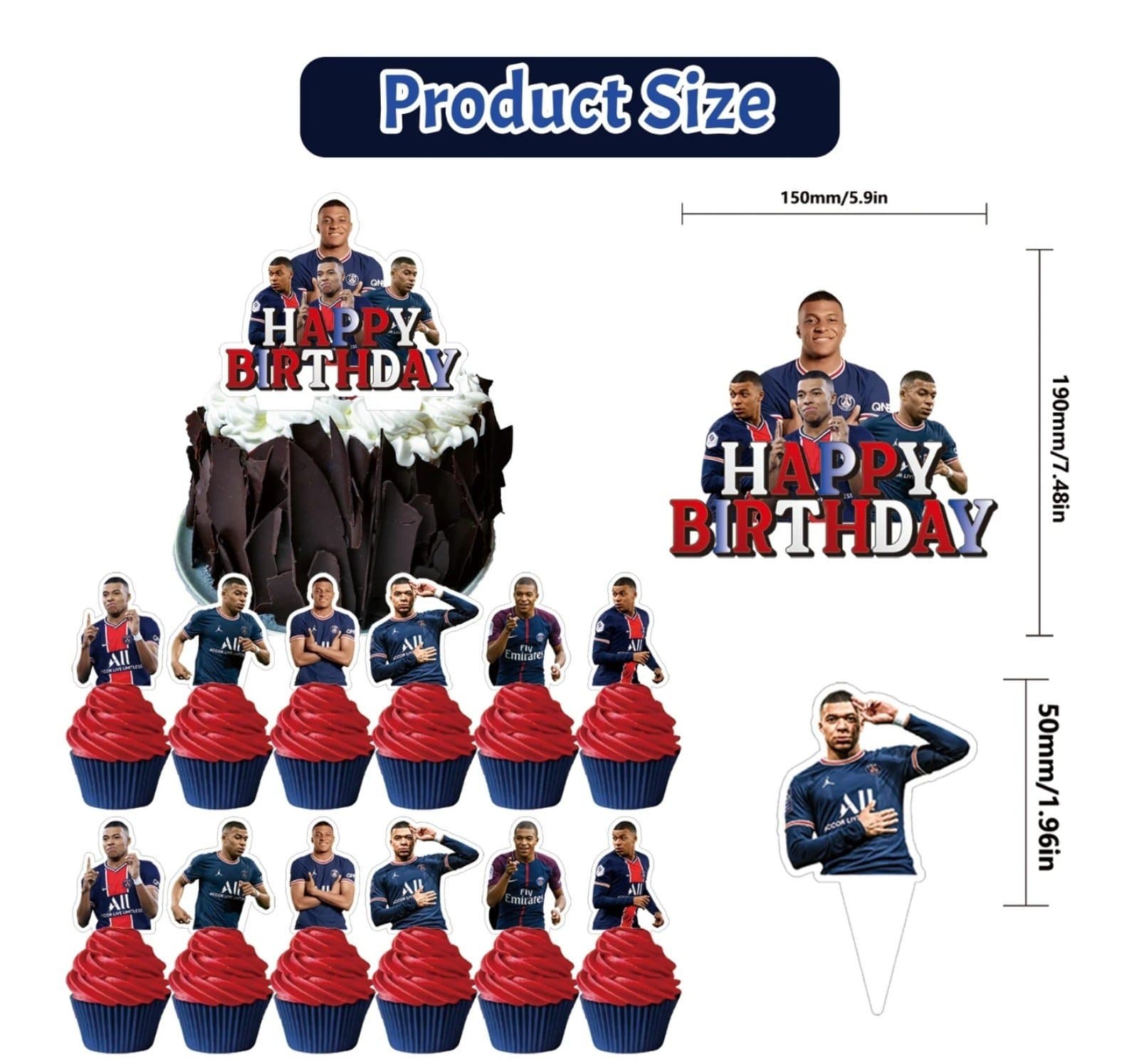 Kylian Soccer Theme Birthday Party Decor 82pcs - Thumbnail 3