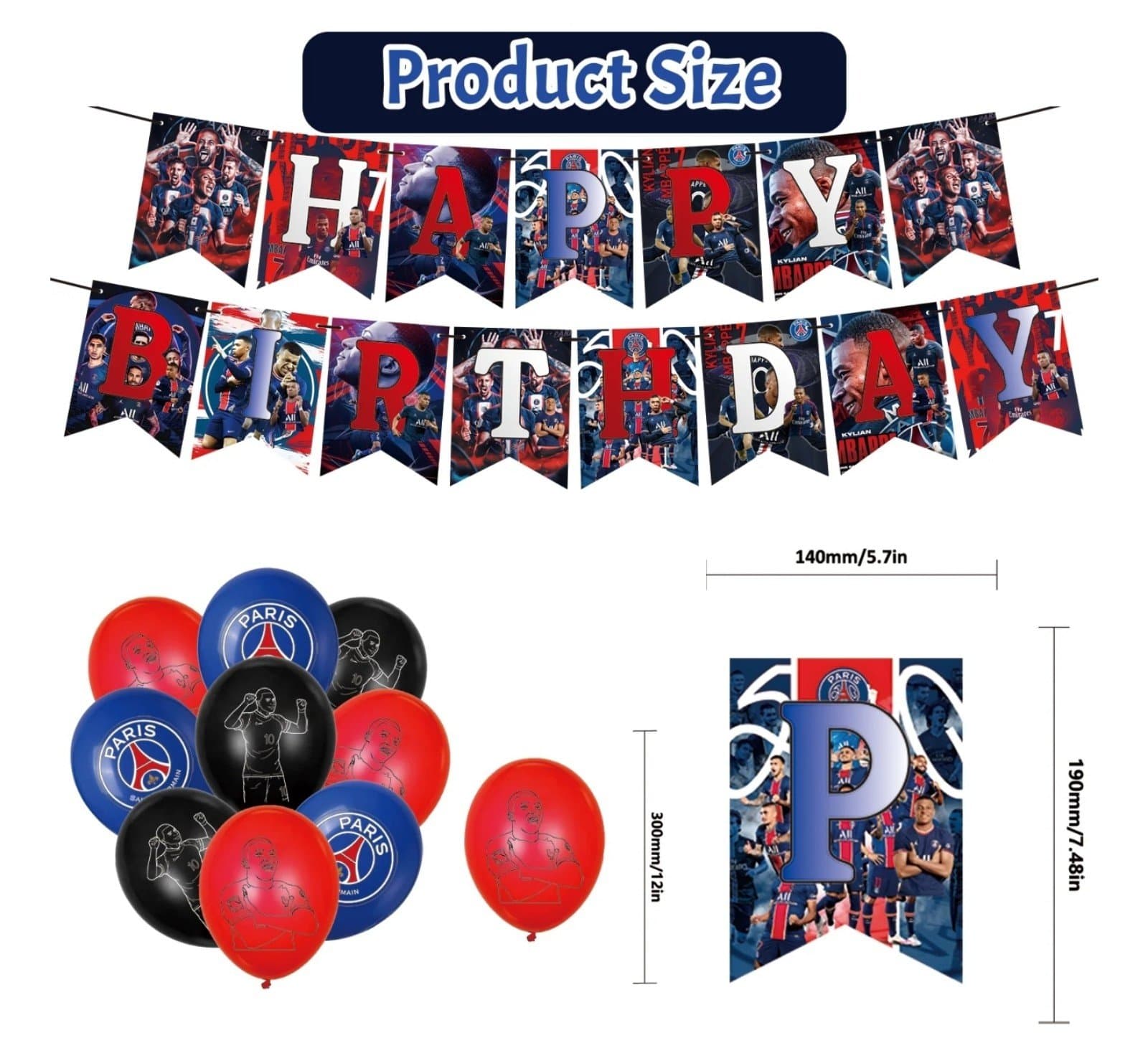 Kylian Soccer Theme Birthday Party Decor 82pcs - Thumbnail 2