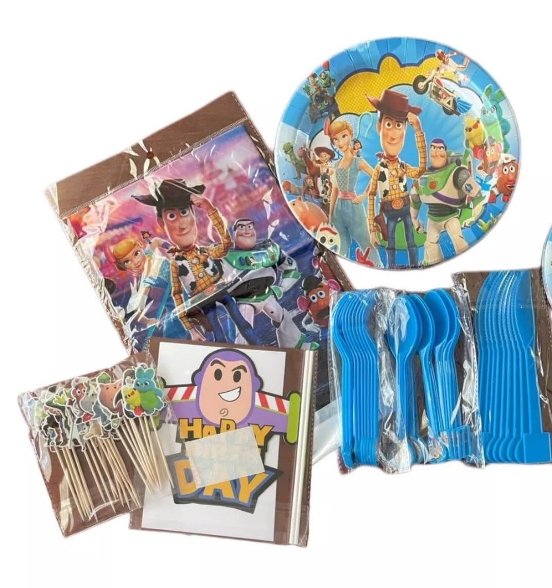 Toy Story Birthday Party Supplies Plates Banner Balloons Stickers Cupcake Topper - Image 1