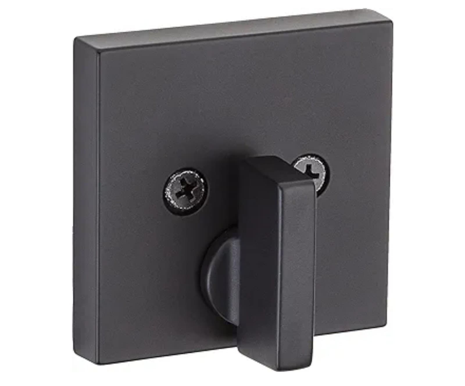 Kwikset Downtown Deadbolt Lock, Matte Black Square Exterior Keyed Front Entry Do - Thumbnail 3