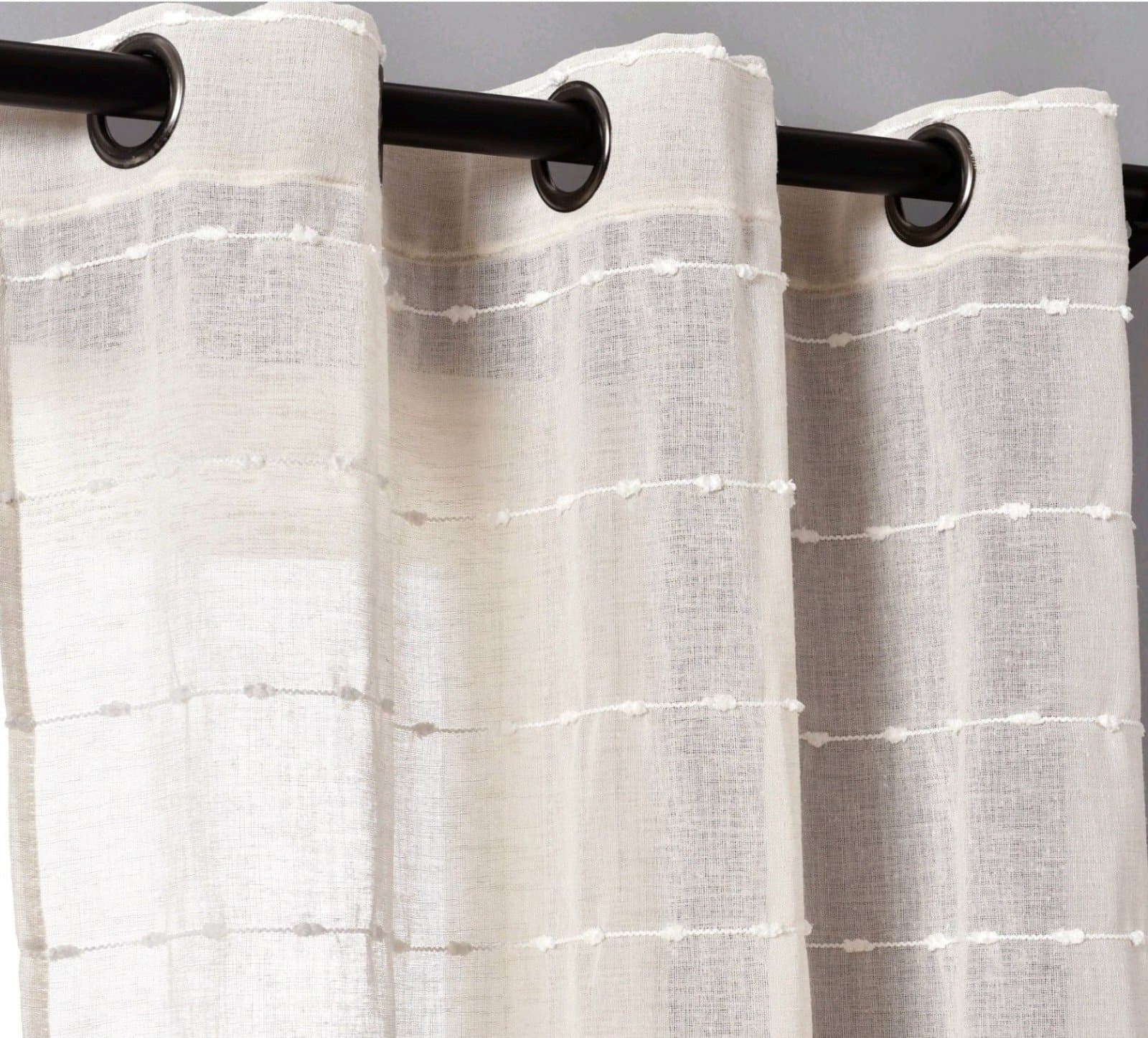 Farmhouse Textured Grommet Sheer Window Curtain Panels Beige - Thumbnail 6
