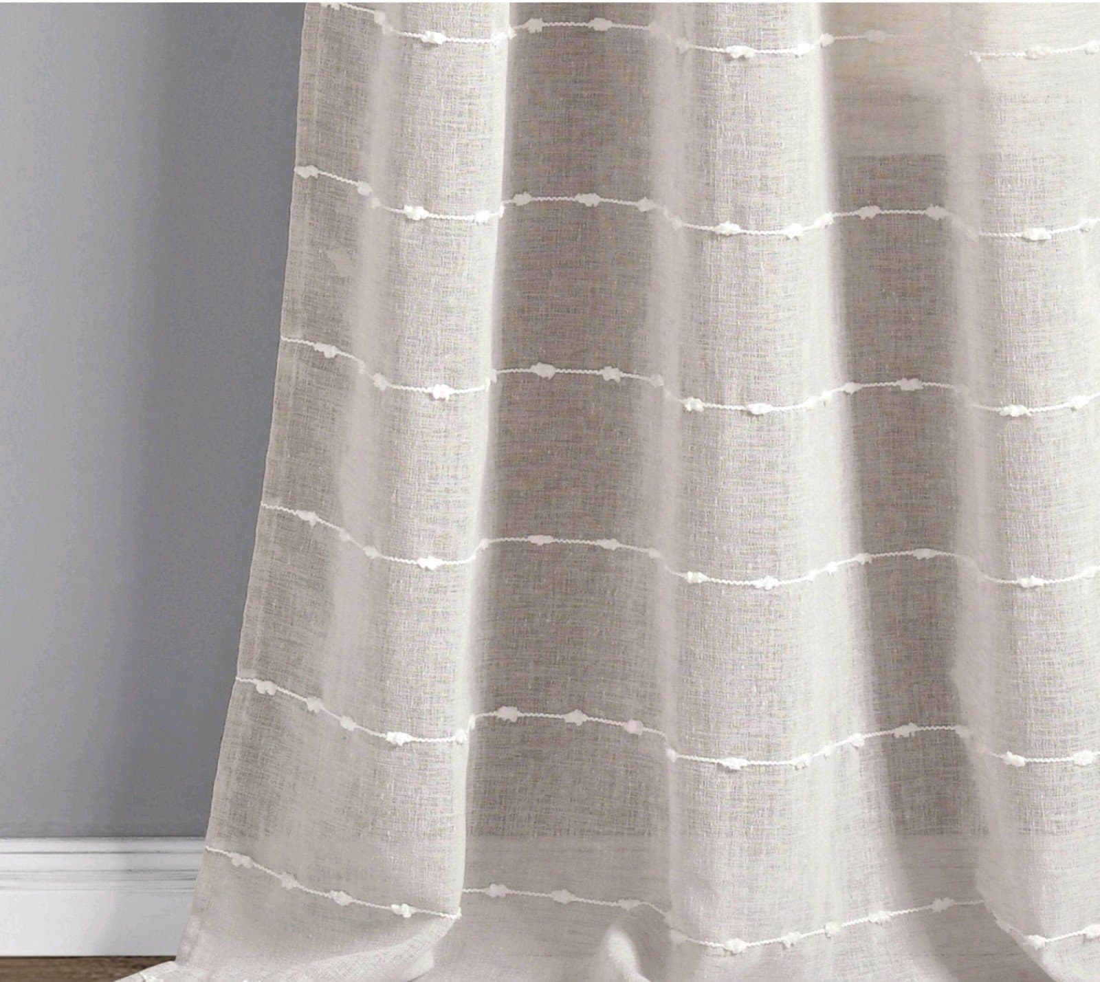 Farmhouse Textured Grommet Sheer Window Curtain Panels Beige - Thumbnail 5