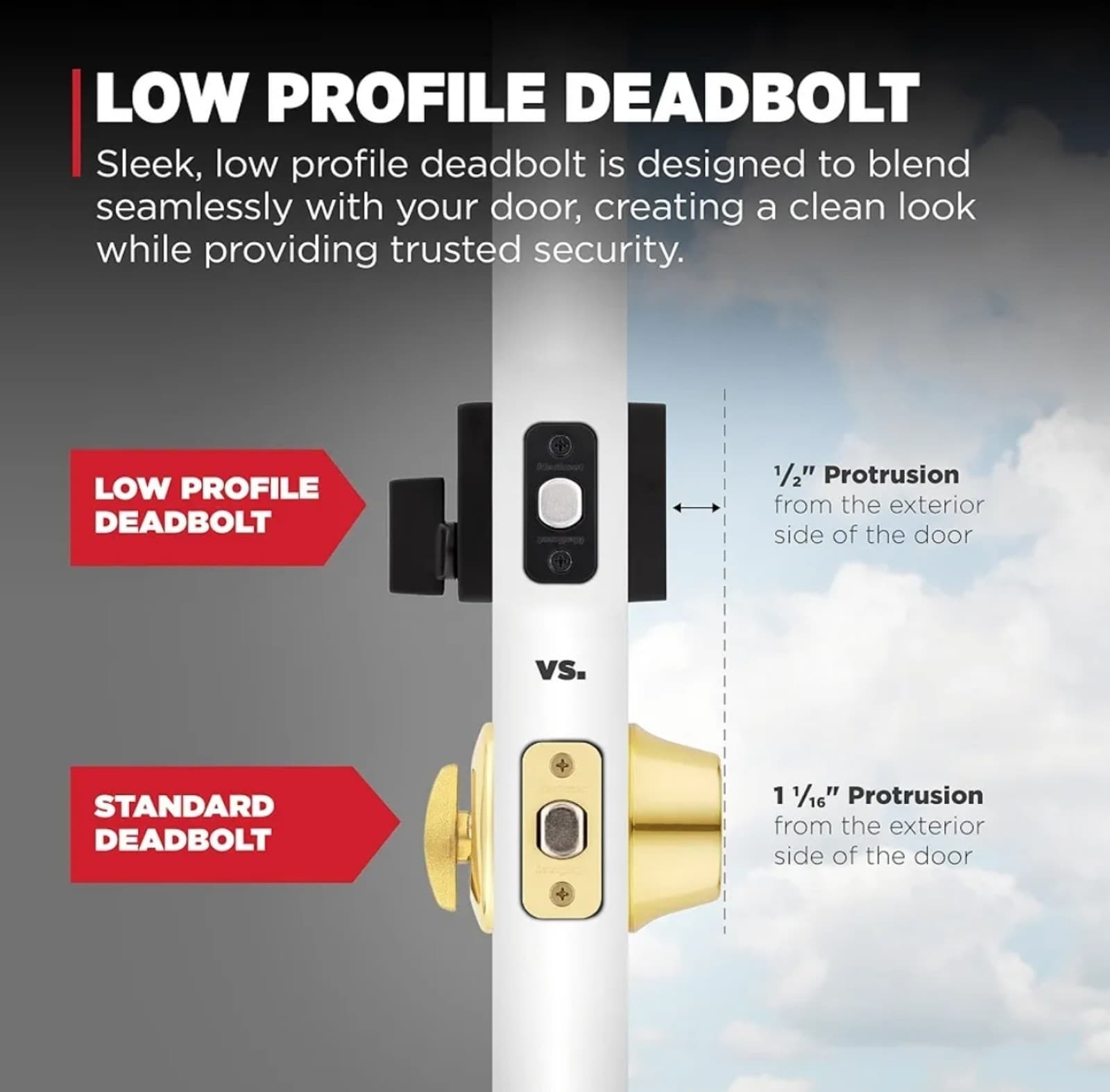 Kwikset Downtown Deadbolt Lock, Matte Black Square Exterior Keyed Front Entry Do - Thumbnail 5