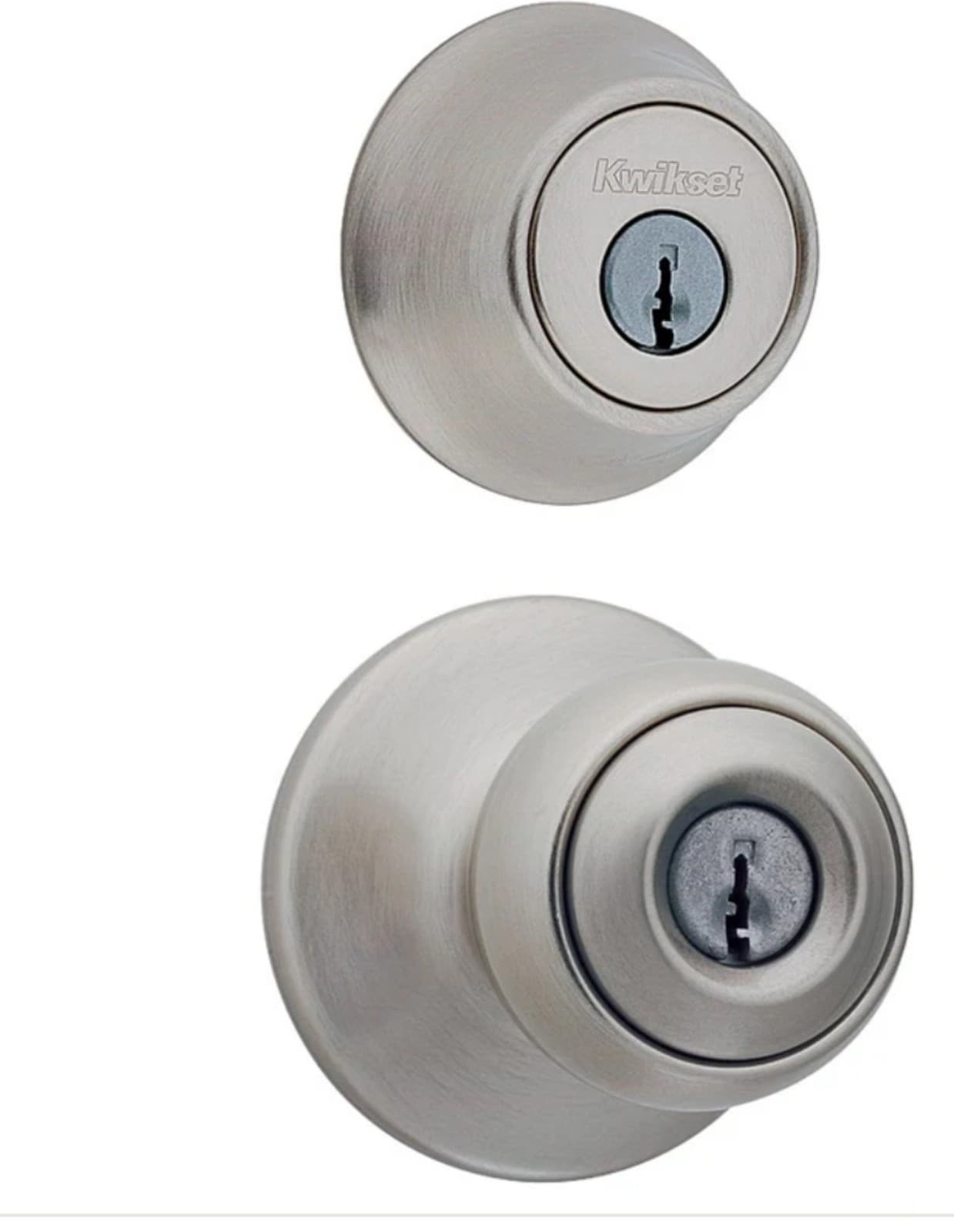 Kwikset Single-cylinder Deadbolt Keyed Entry Door Knob Satin Nickel - Thumbnail 2