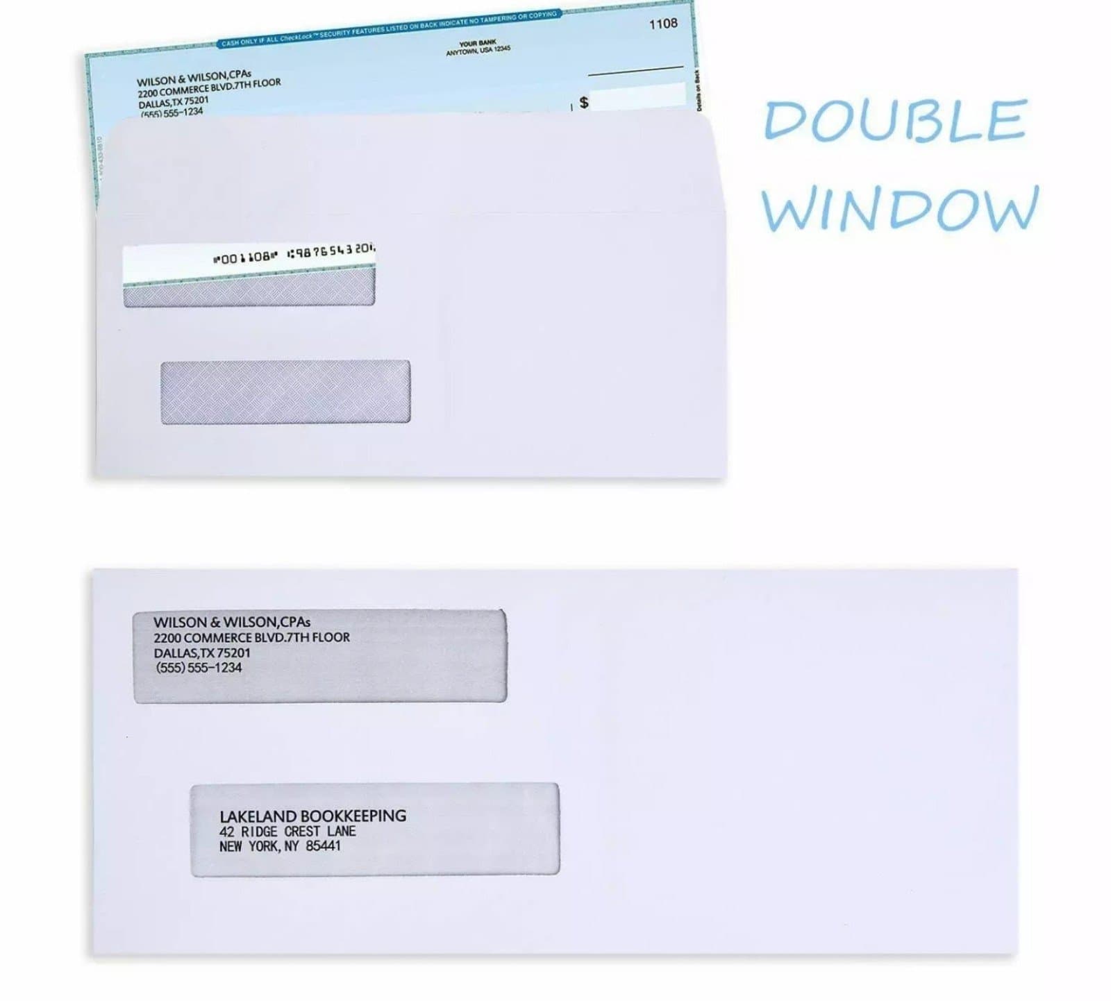 500 Count #8 Double Window Envelopes SELF SEAL Business Mailing 3 5/8" x8 11/16" - Thumbnail 6