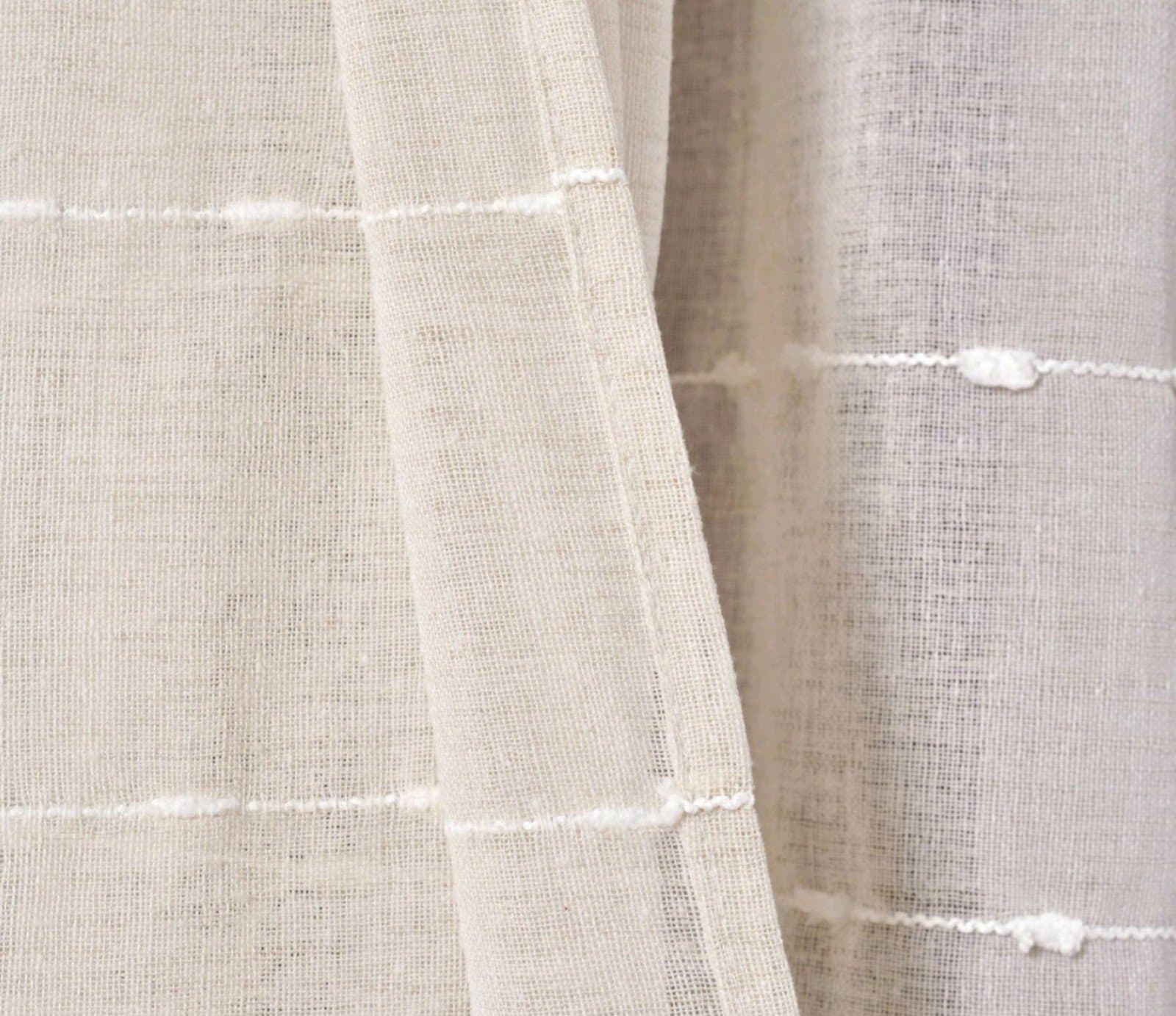 Farmhouse Textured Grommet Sheer Window Curtain Panels Beige - Thumbnail 7