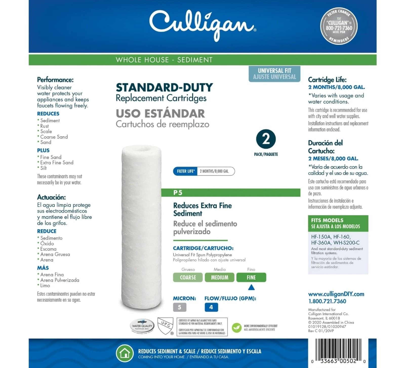 Culligan Whole Home P5 Universal Fit 2pack Replacement Filters - Thumbnail 3