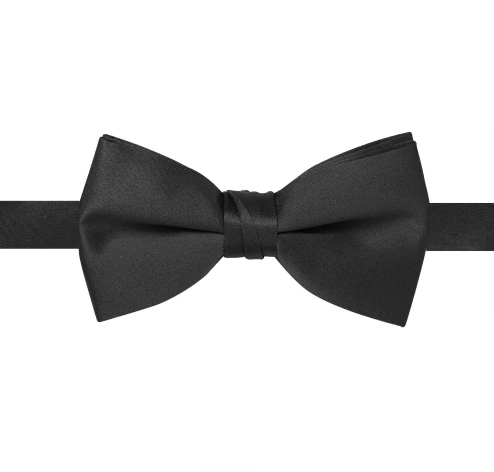 Real Black Satin Bow Tie Banded Tuxedo Adj. Neck 13" - 23.5" - Thumbnail 2