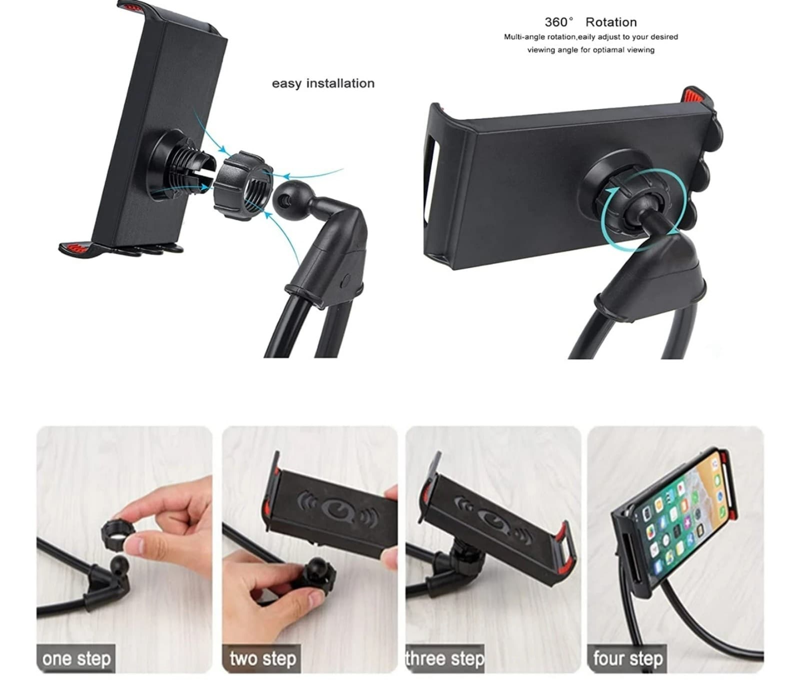 Universal Hanging Phone Stand, Around the Neck Phone Holder, Flexible - Thumbnail 3