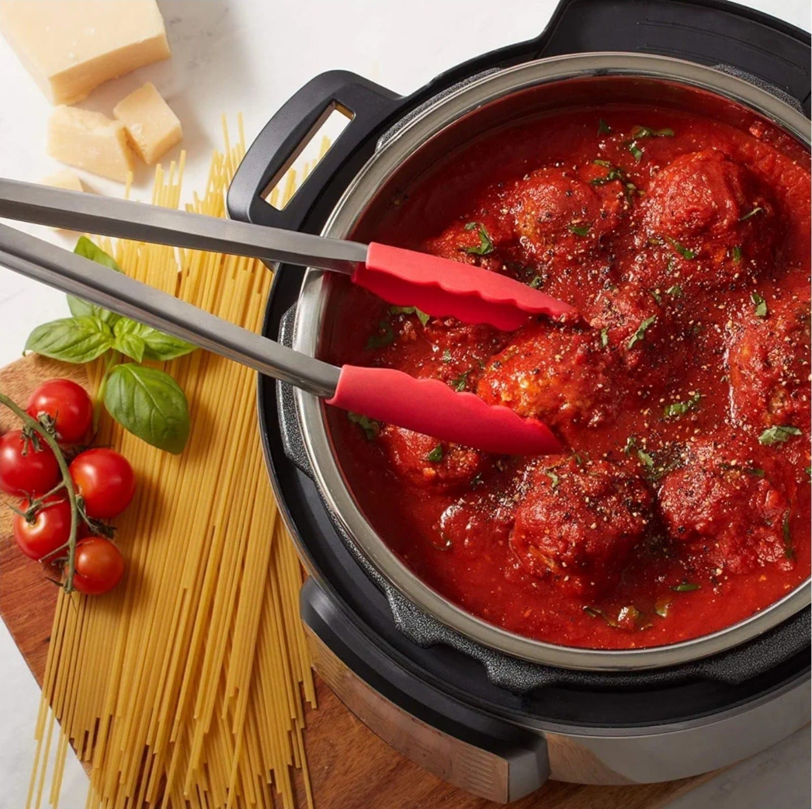 Instant Pot Official 12-Inch Kitchen Tongs, Red - Durable Stainless Steel & BPA- - Thumbnail 4