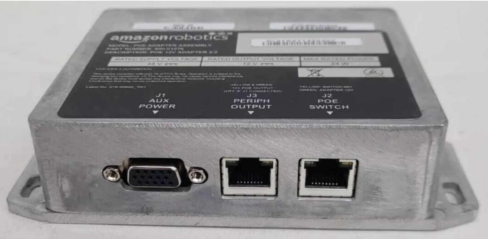 Amazon Robotics PoE Adapter Assembly 600-01276 48v 12v 24w AUX RJ45 Ethernet AMZ - Thumbnail 3