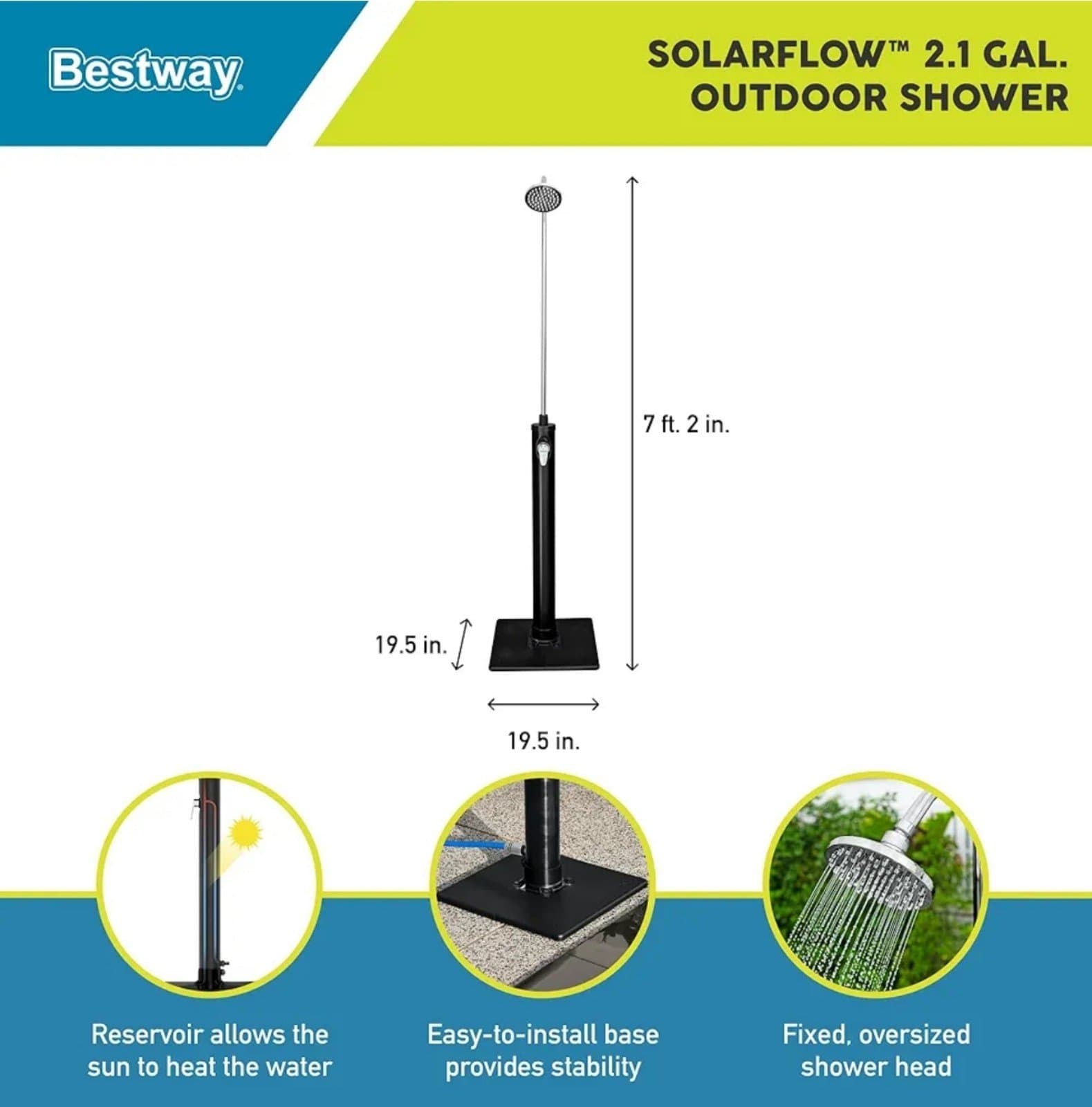 Bestway Flowclear SolarFlow 2 Gal Solar-Heated Outdoor Shower - Thumbnail 2