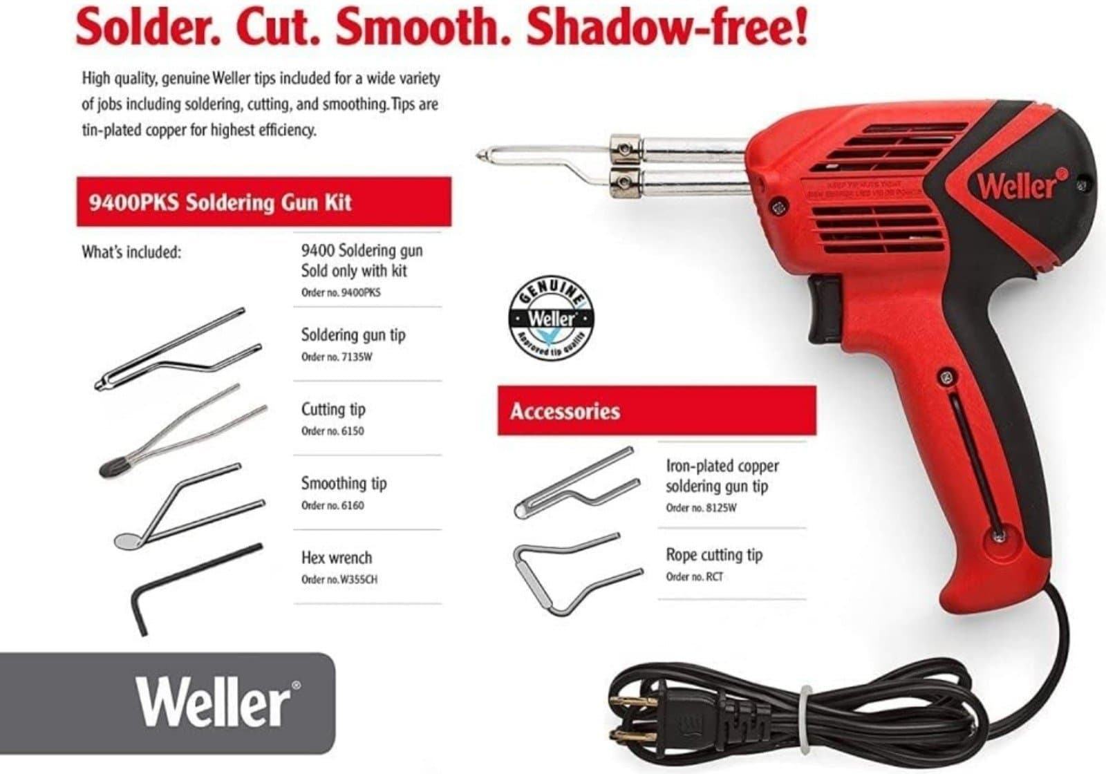 Weller Soldering Gun Kit w/ LED Light Dual Heat - Thumbnail 4