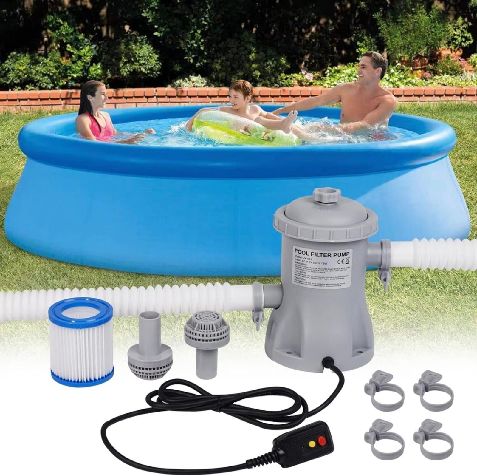 Filter Pump for Above Ground Pools 330 GPH Pump Flow Rate Pool Filter for Inflat - Thumbnail 6