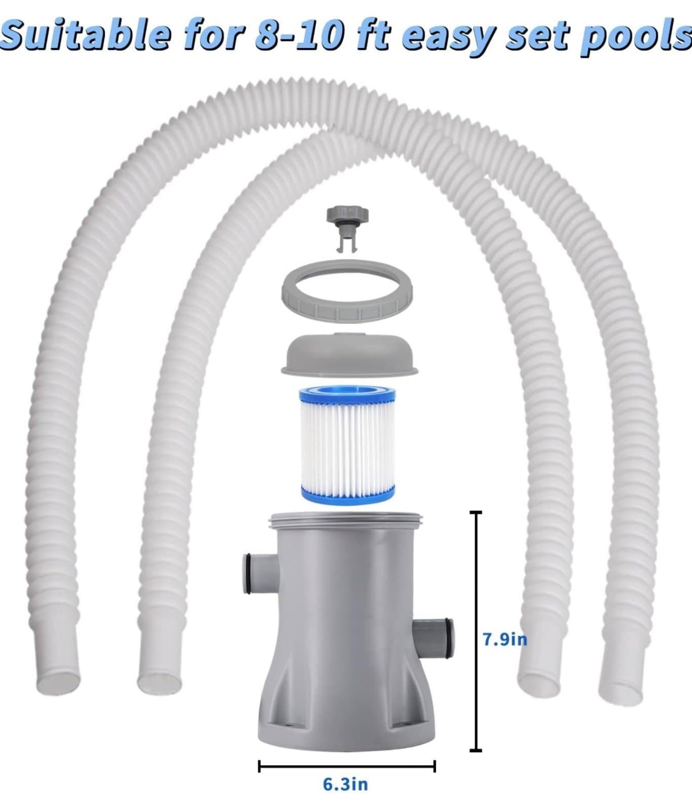 Filter Pump for Above Ground Pools 330 GPH Pump Flow Rate Pool Filter for Inflat - Thumbnail 4