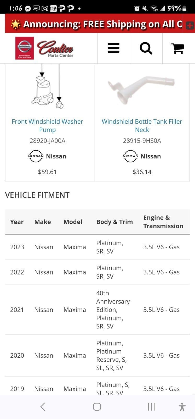Nissan Altima Washer Fluid Tank 28910-9HM0A Fill Neck & Tube Included - Thumbnail 5