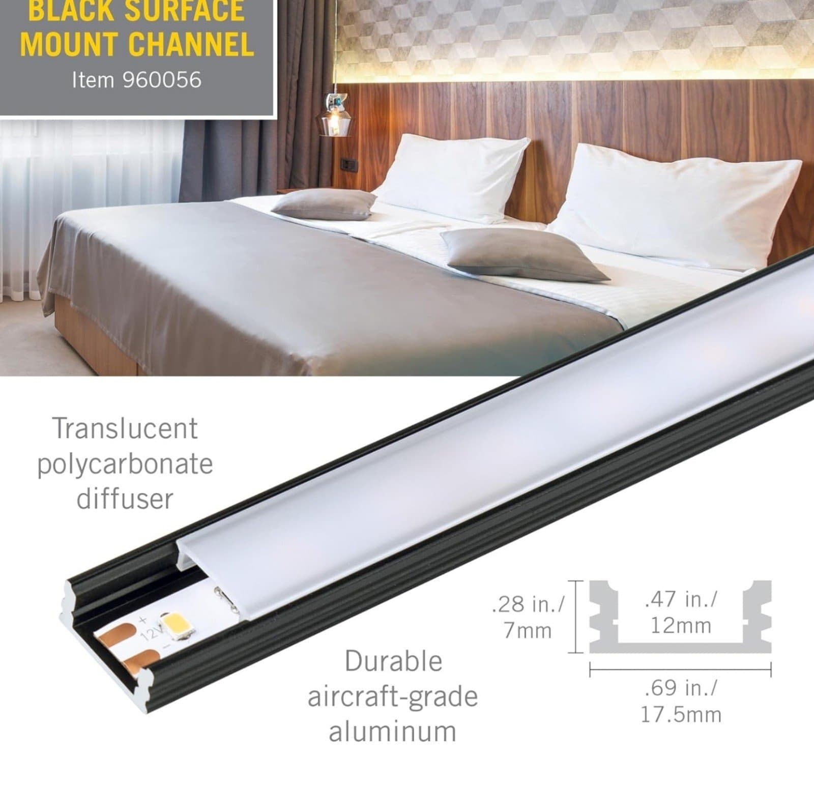 Armacost Lighting Surface Mount LED Tape Light Mounting Channel 5-Pack - Black, - Thumbnail 3