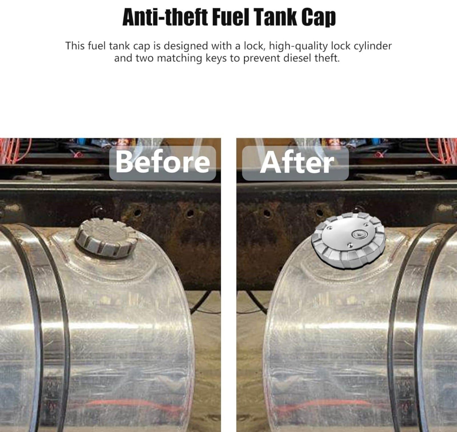 Locking Diesel Fuel Cap Compatible with Freightliner Kenworth Western Star - Thumbnail 5