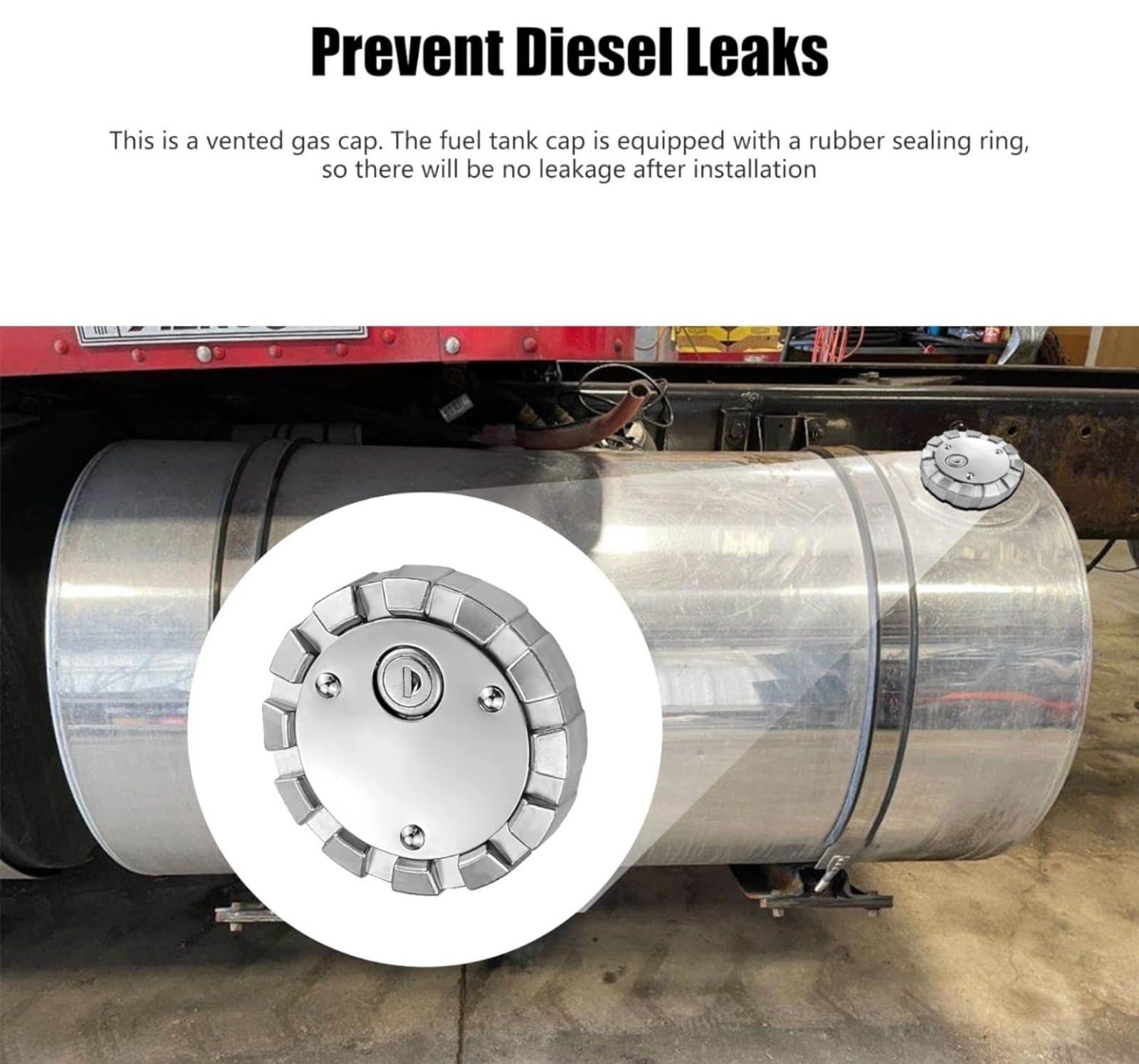 Locking Diesel Fuel Cap Compatible with Freightliner Kenworth Western Star - Thumbnail 2