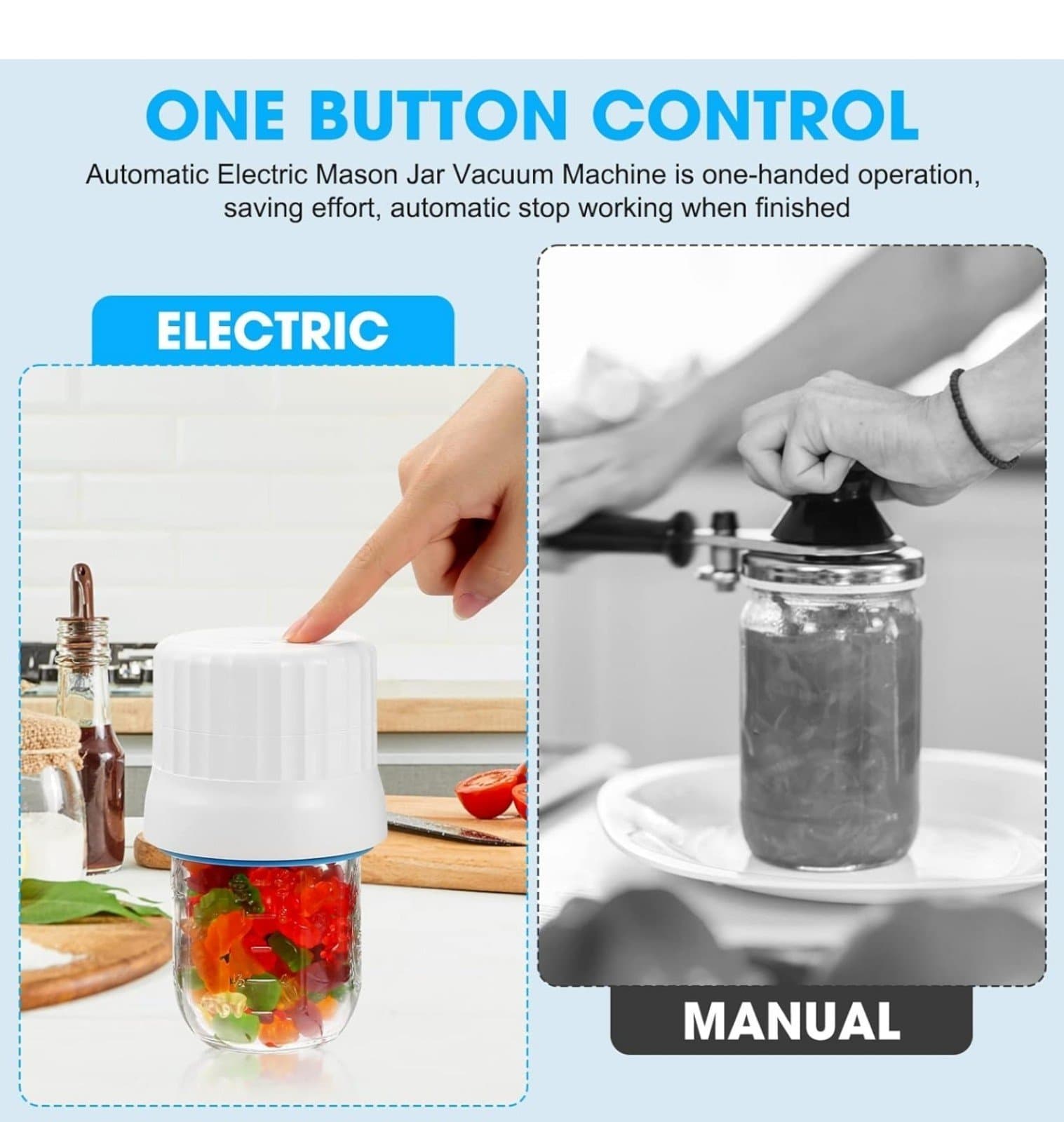 Electric Mason Jar Vacuum Sealer Kit :Cordless Vacuum Sealer Kit for Wide Mouth - Thumbnail 5