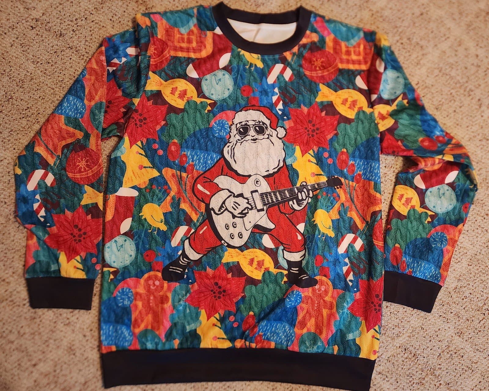 Ugly Christmas Sweater Santa Rocking Out sz 2X - Image 1