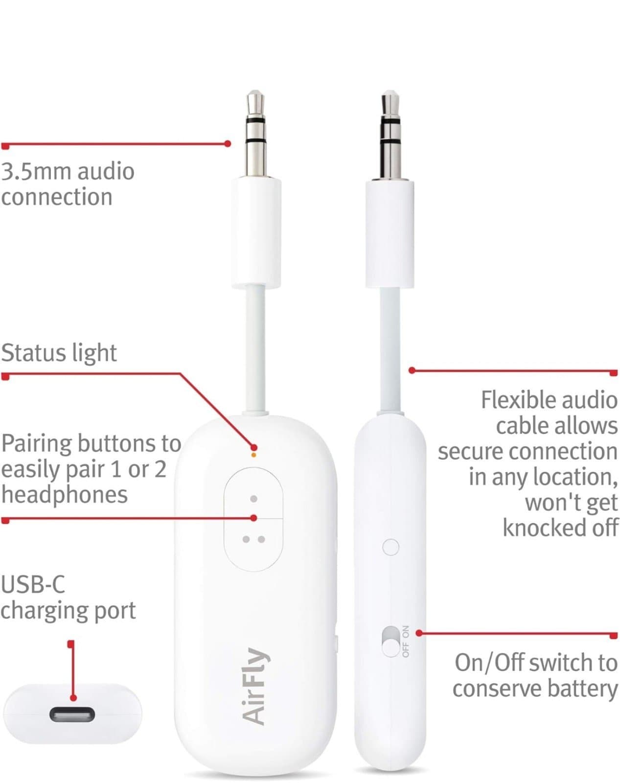AirFly Duo Bluetooth Wireless Transmitter w/Audio Sharing 2 AirPods - Thumbnail 4