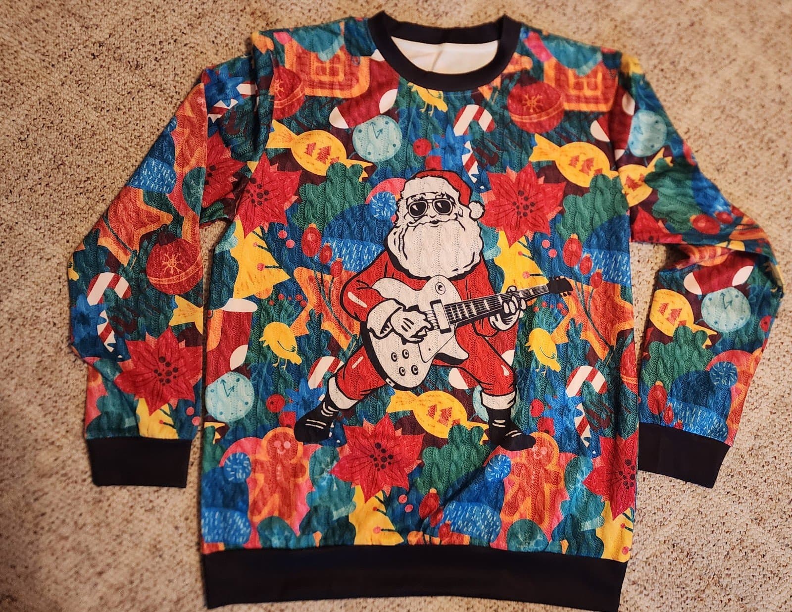 Ugly Christmas Sweater Santa Rocking Out sz 2X - Thumbnail 2